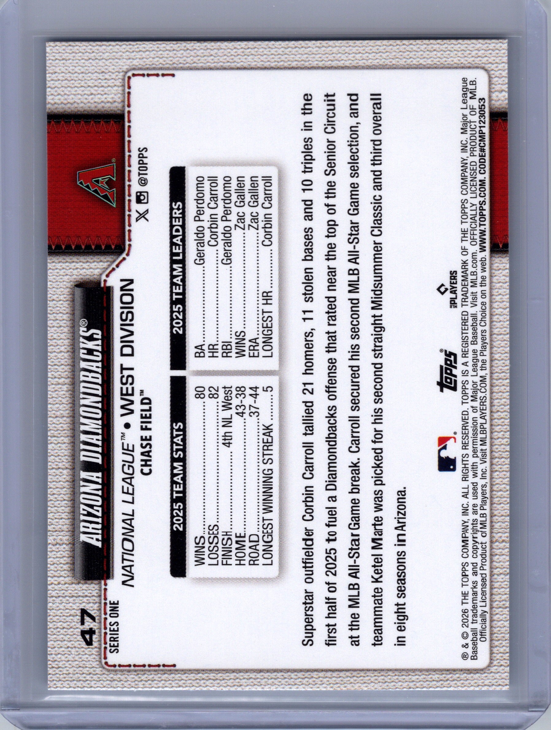 2026 Topps #47 Arizona Diamondbacks