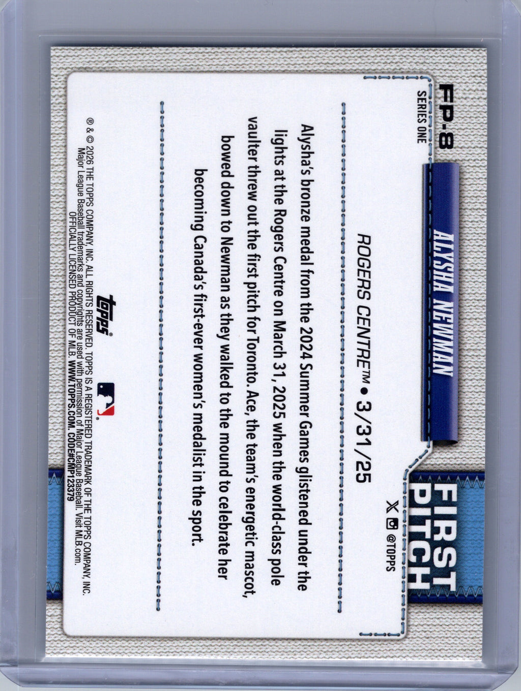 2026 Topps #FP-8 Alysha Newman First Pitch