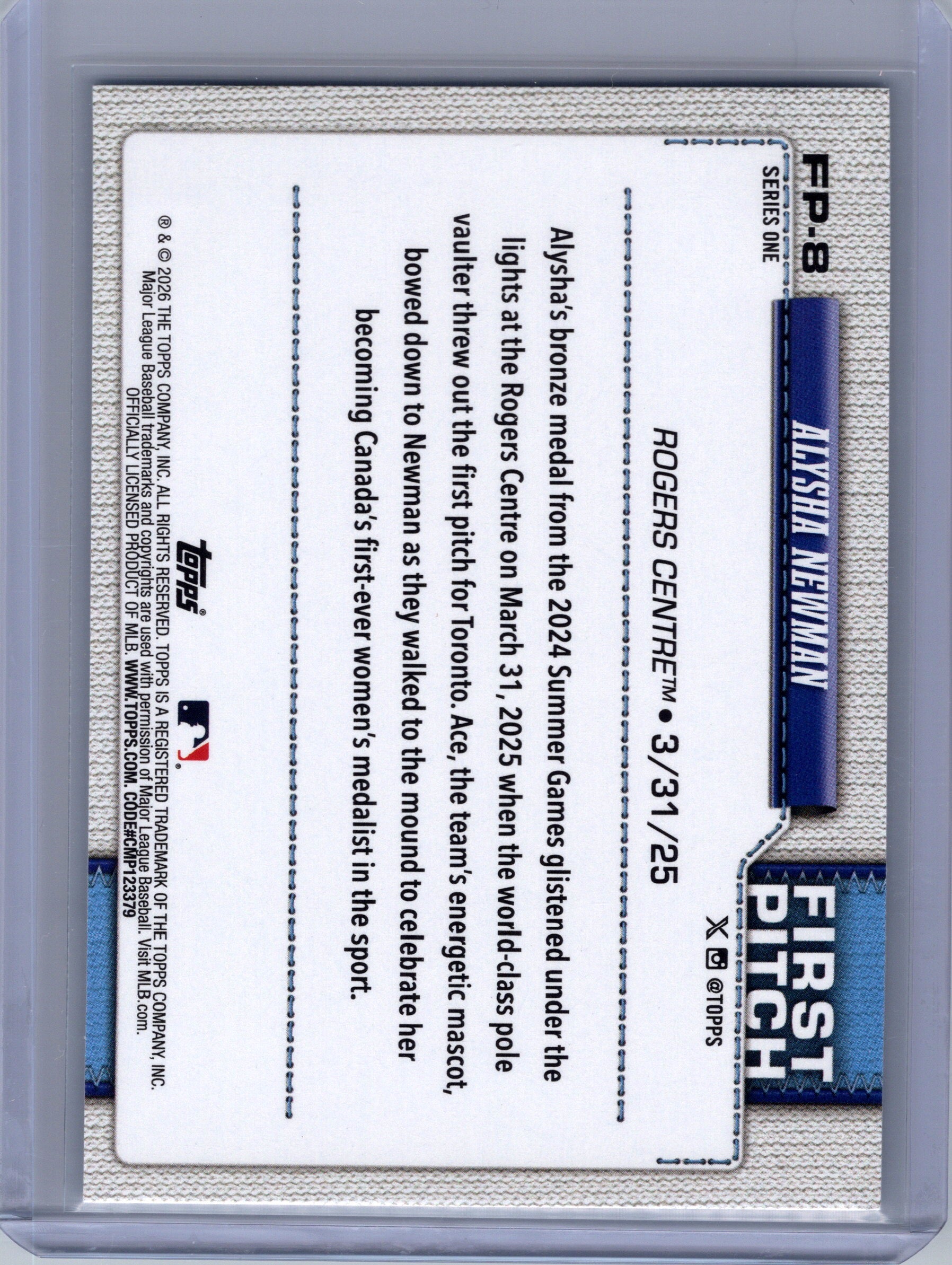 2026 Topps #FP-8 Alysha Newman First Pitch