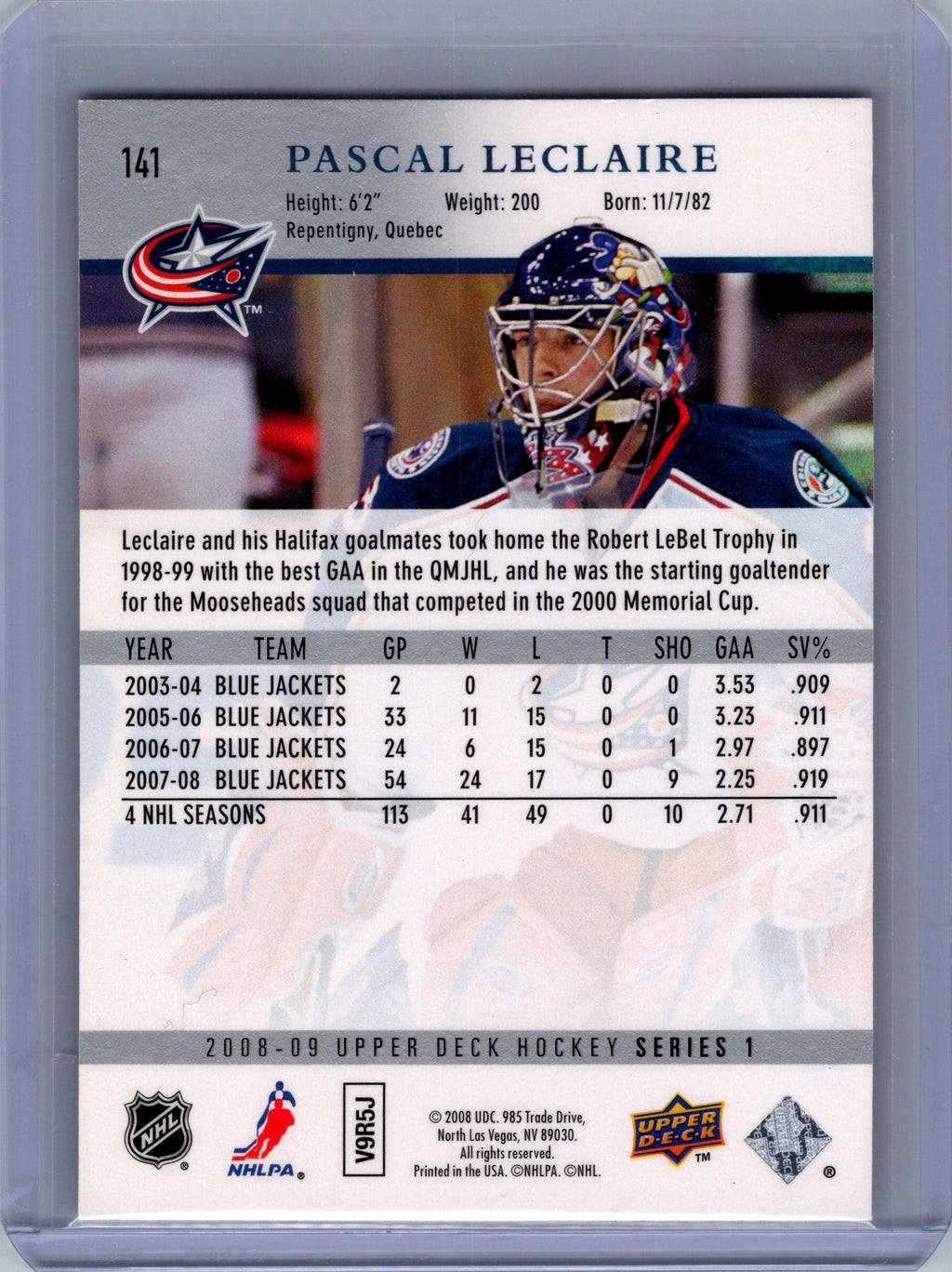 2008-09 Upper Deck #141 Pascal Leclaire