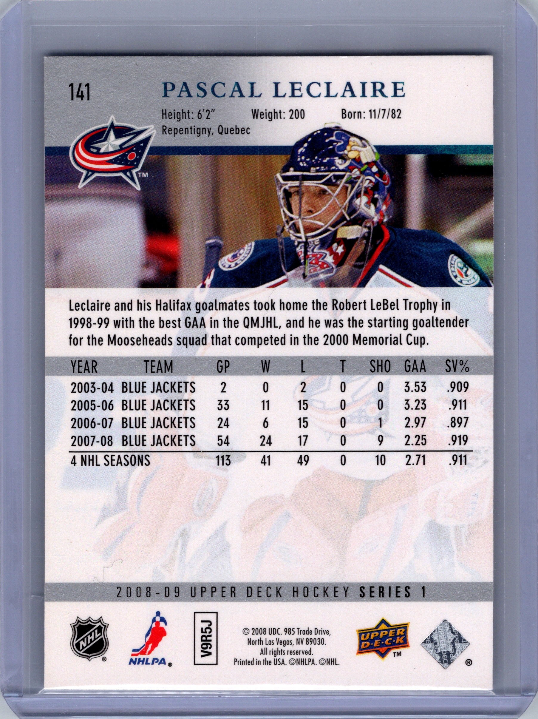 2008-09 Upper Deck #141 Pascal Leclaire