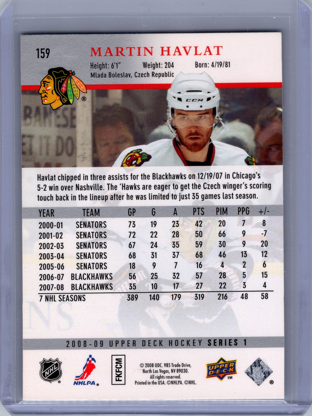 2008-09 Upper Deck #159 Martin Havlat