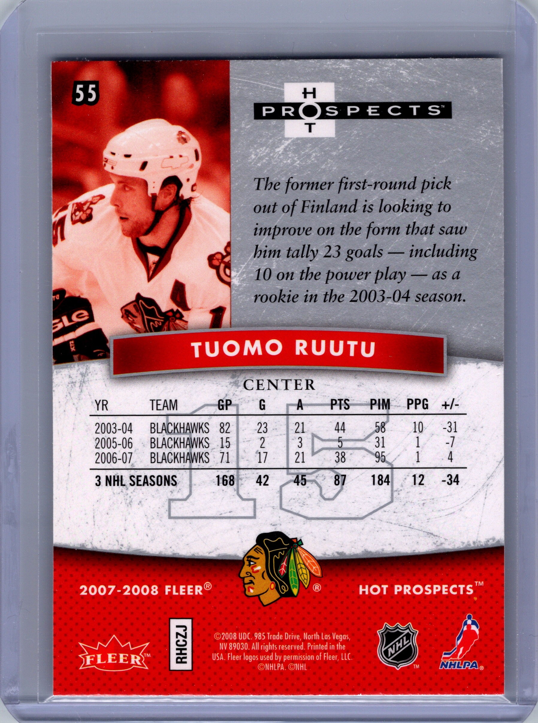 2007-08 Fleer Hot Prospects #55 Tuomo Ruutu