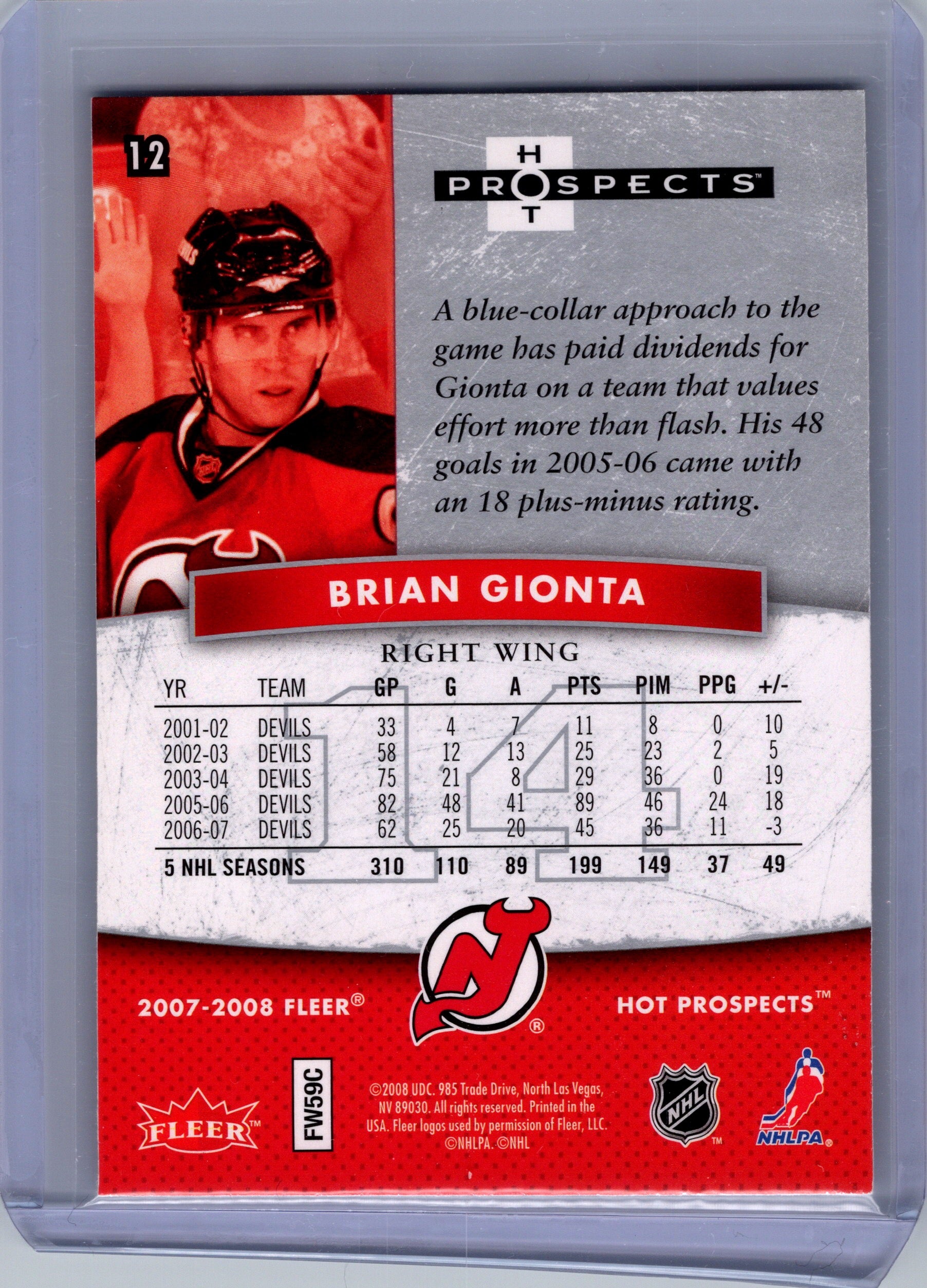 2007-08 Fleer Hot Prospects #12 Brian Gionta