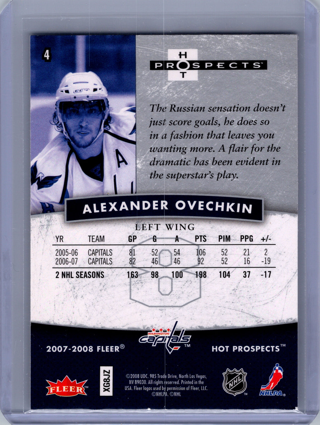 2007-08 Fleer Hot Prospects #4 Alexander Ovechkin