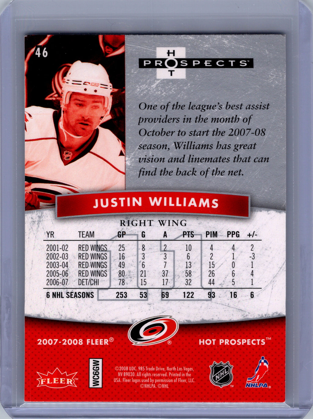 2007-08 Fleer Hot Prospects #46 Justin Williams