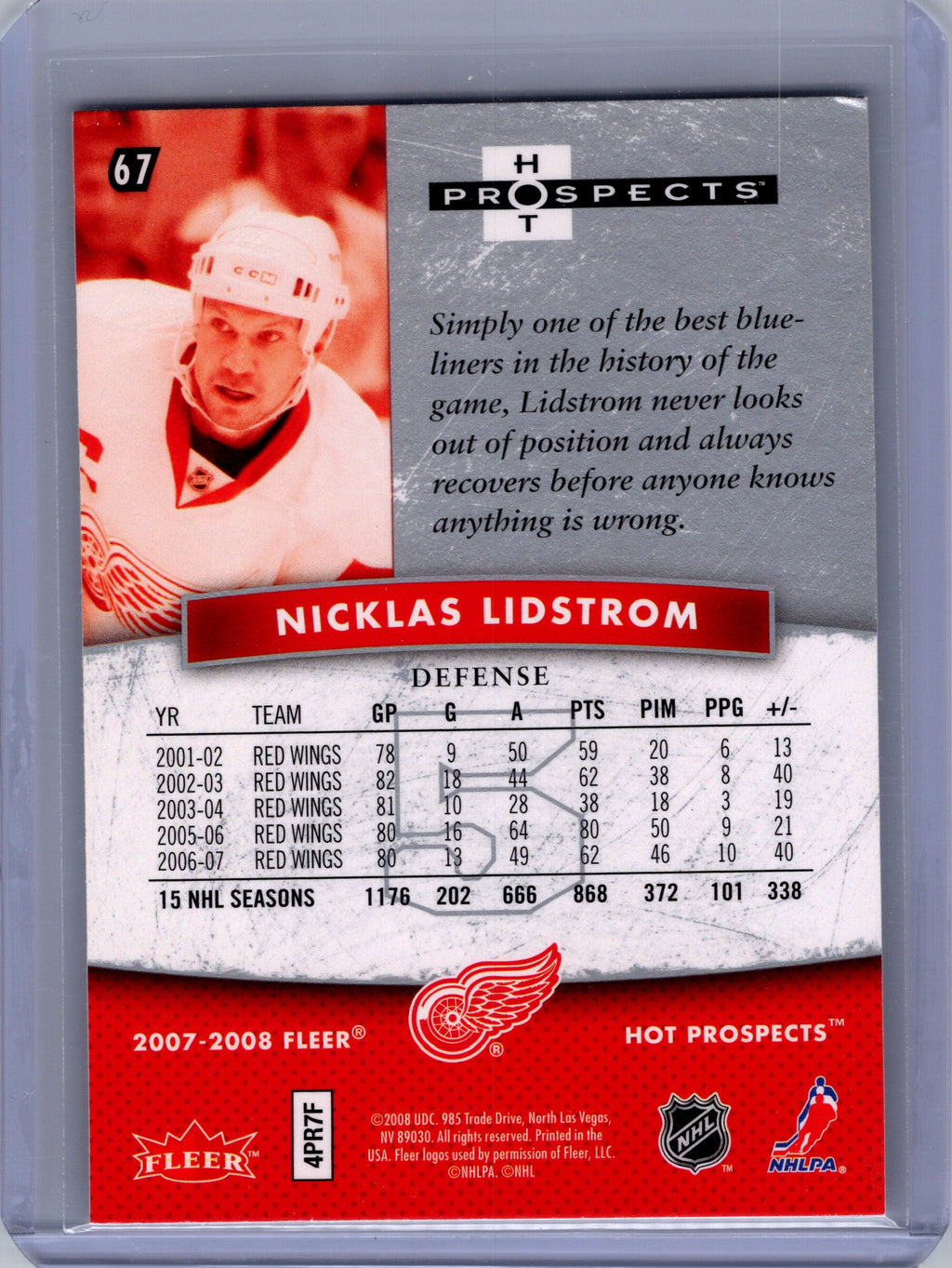 2007-08 Fleer Hot Prospects #67 Nicklas Lidstrom
