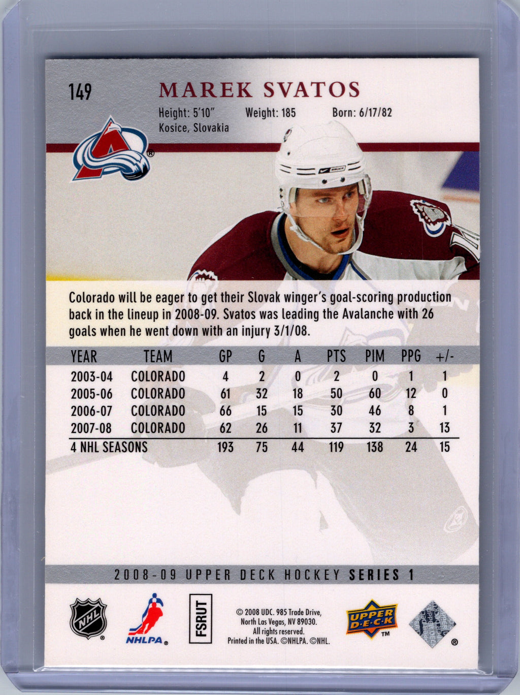 2008-09 Upper Deck #149 Marek Svatos