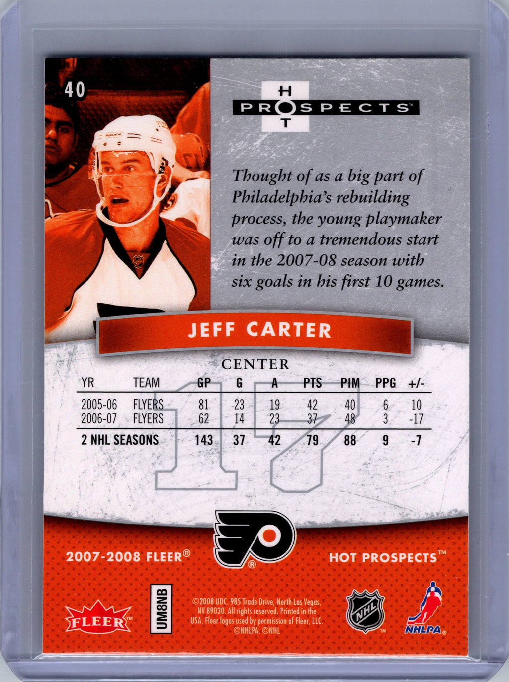 2007-08 Fleer Hot Prospects #40 Jeff Carter