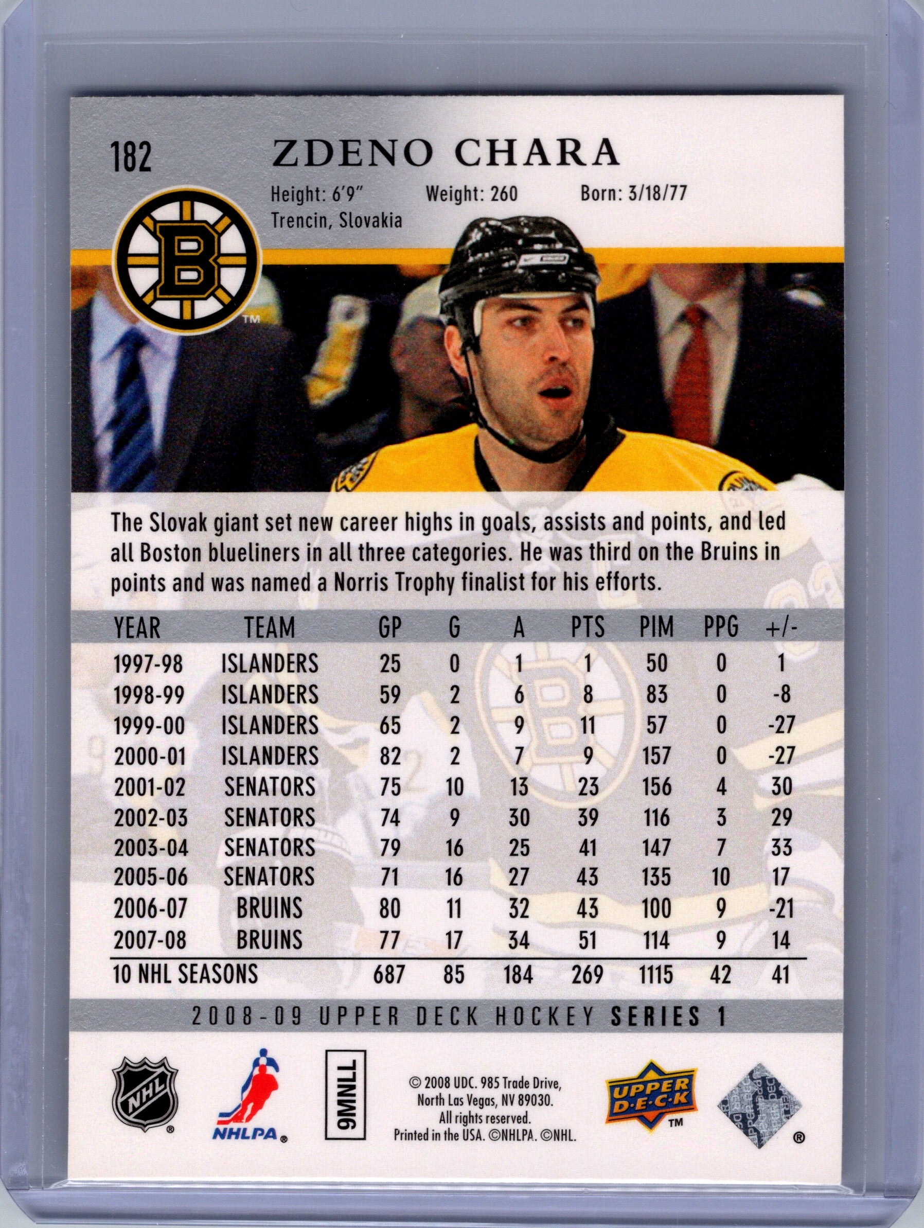 2008-09 Upper Deck #182 Zdeno Chara
