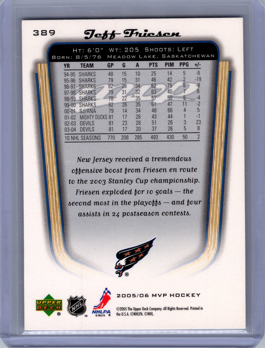 2005-06 Upper Deck MVP #389 Jeff Friesen