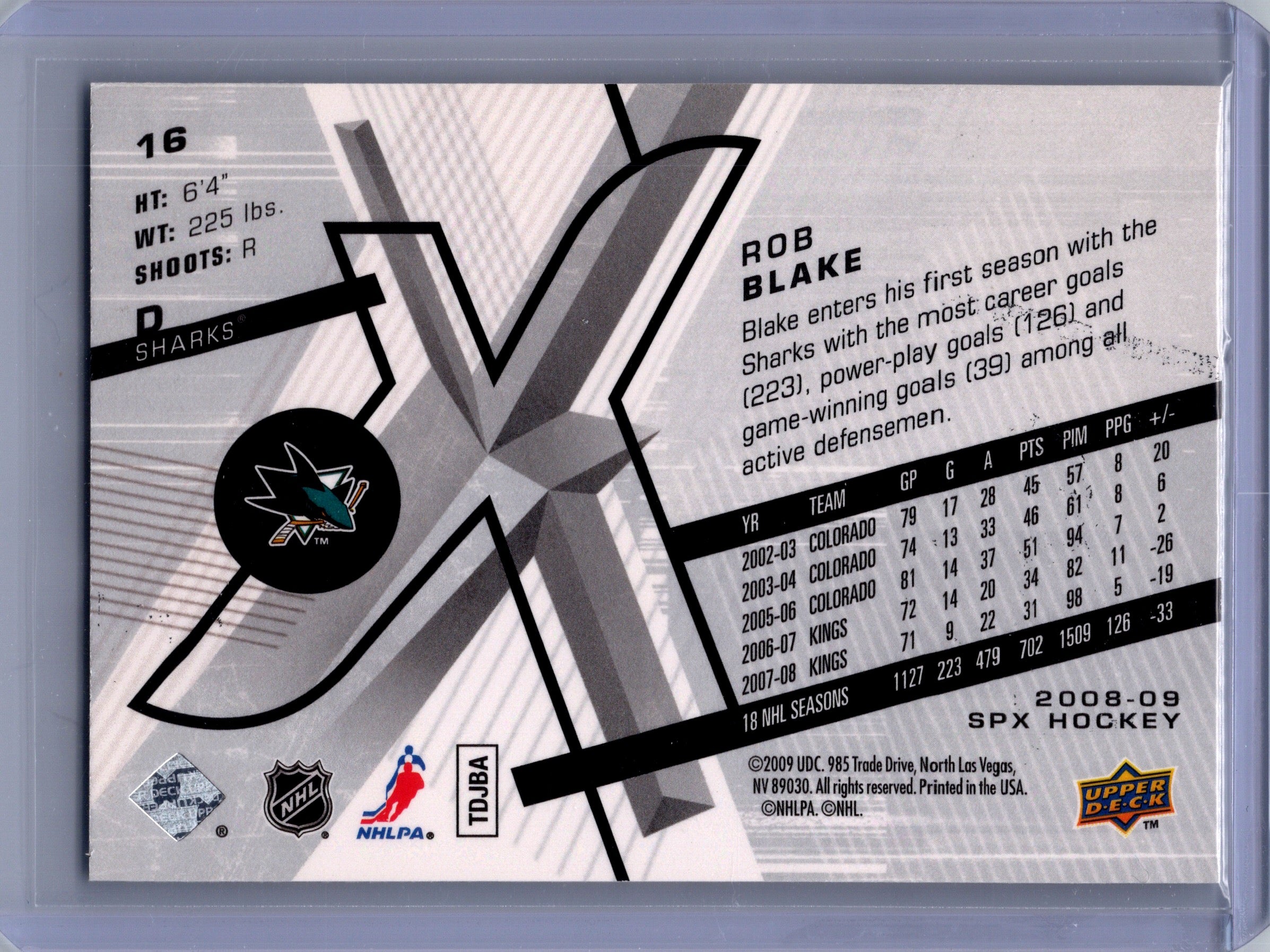 2008-09 SPx #16 Rob Blake