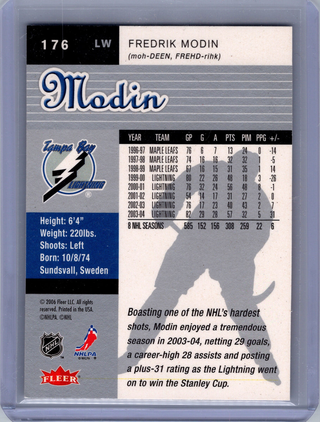 2005-06 Ultra #176 Fredrik Modin