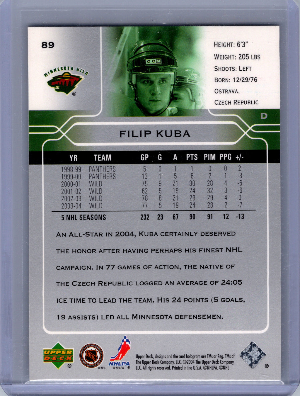2004-05 Upper Deck #89 Filip Kuba
