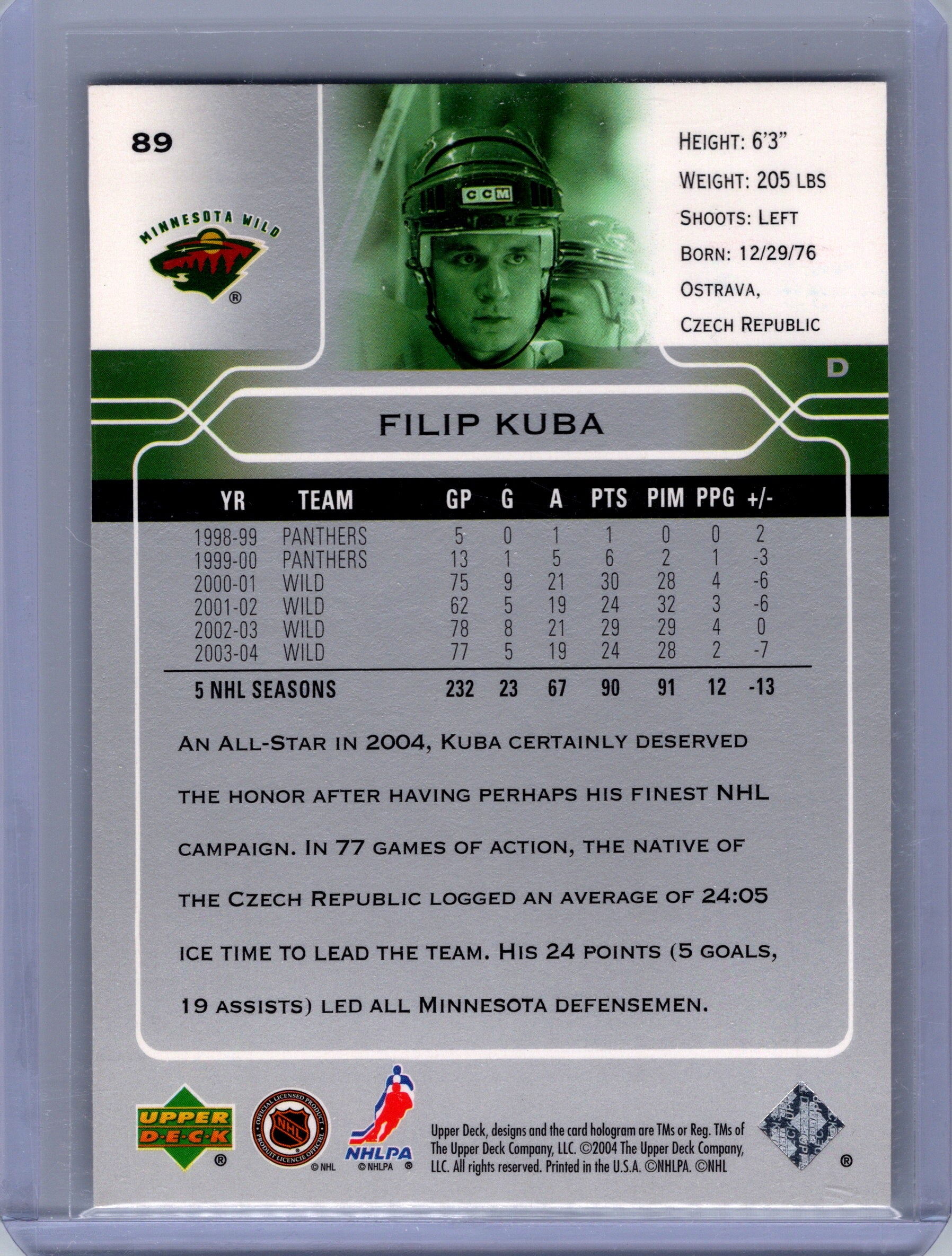2004-05 Upper Deck #89 Filip Kuba