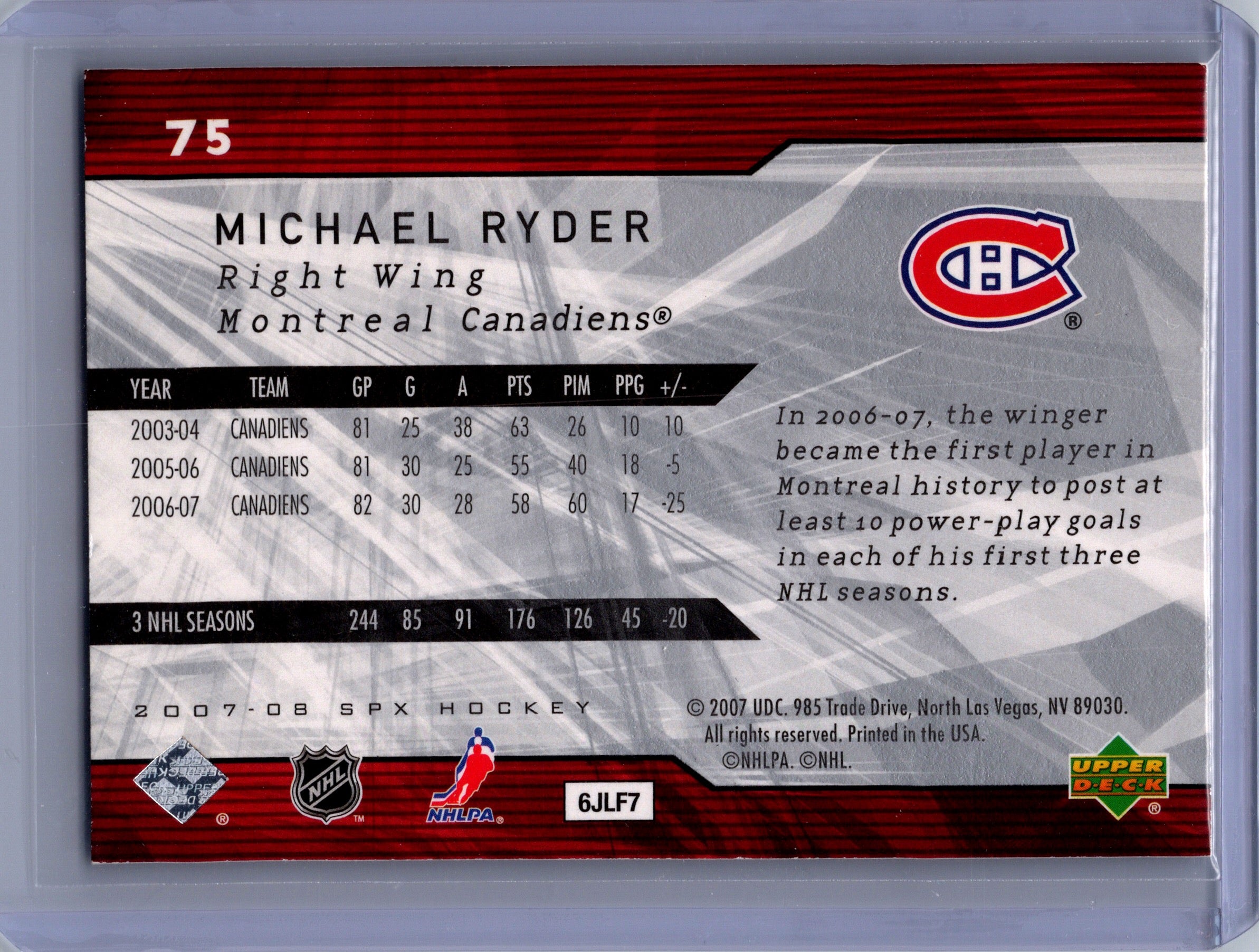 2007-08 SPx #75 Michael Ryder