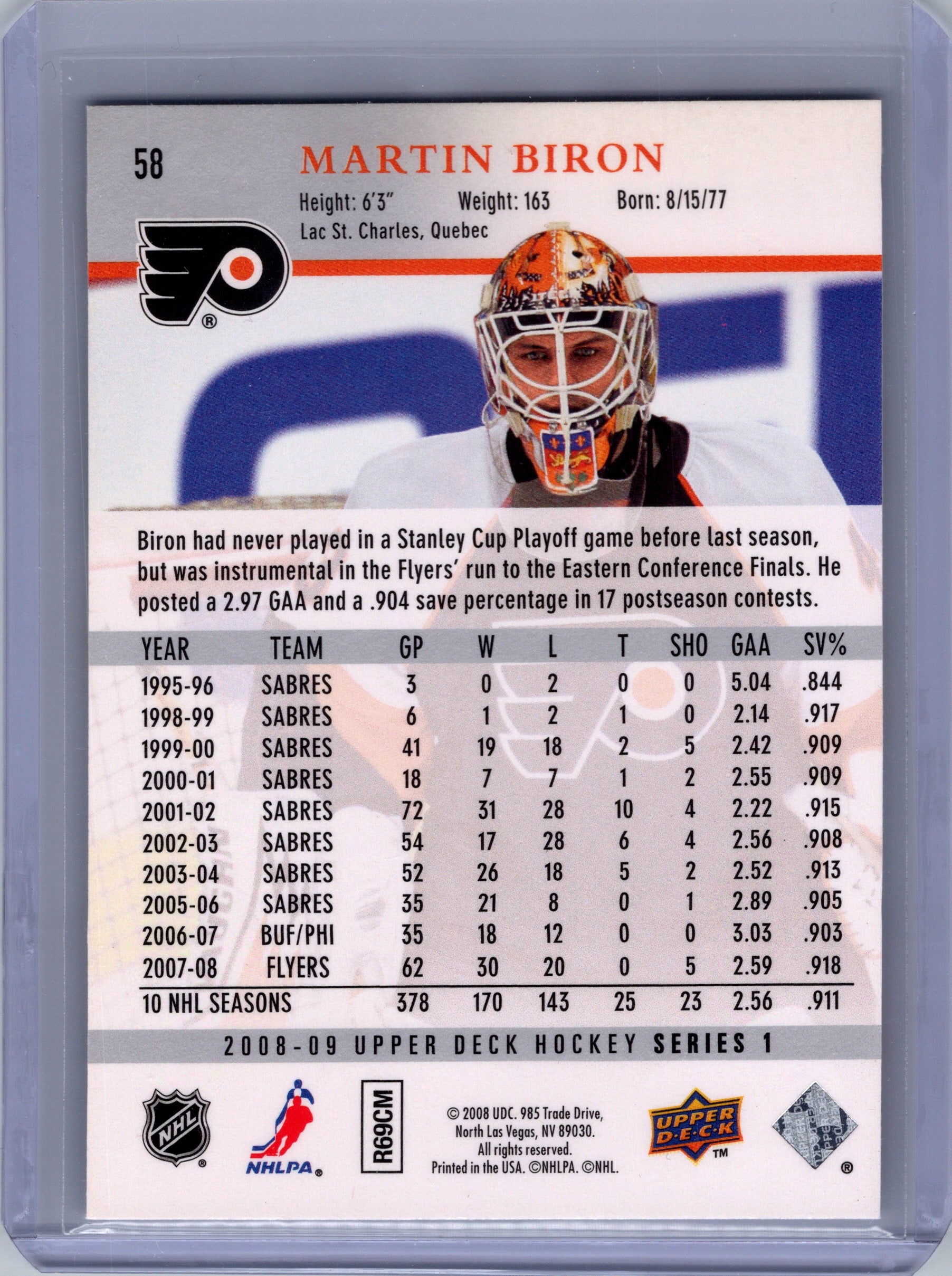 2008-09 Upper Deck #58 Martin Biron