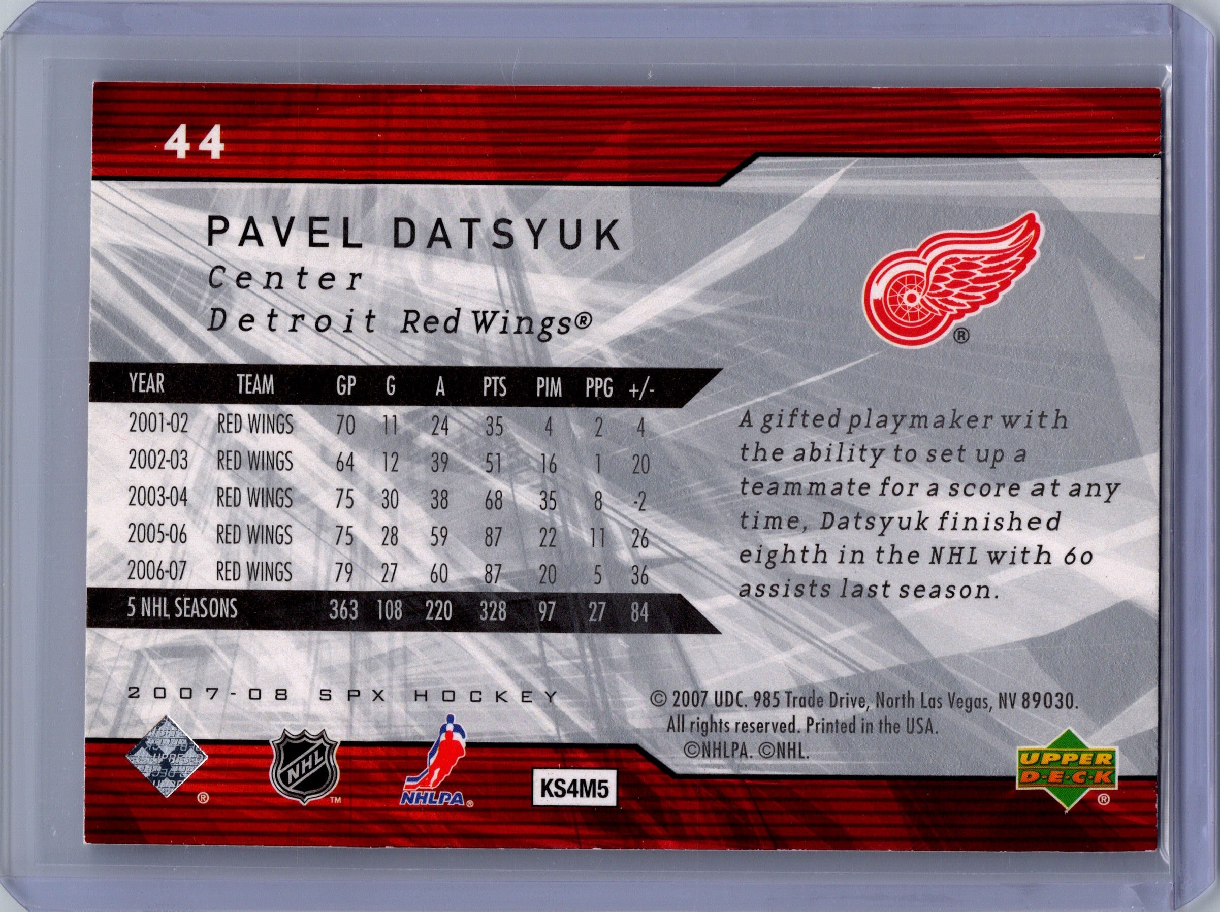 2007-08 SPx #44 Pavel Datsyuk