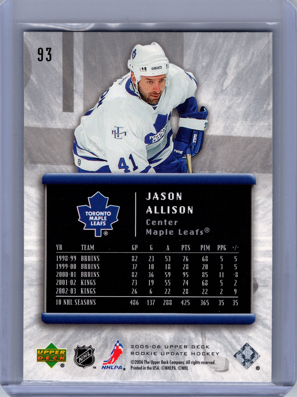 2005-06 Upper Deck Rookie Update #93 Jason Allison