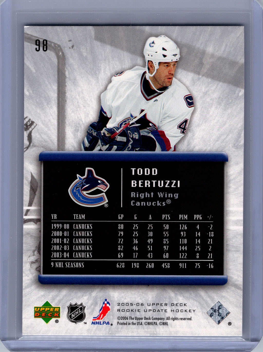 2005-06 Upper Deck Rookie Update #98 Todd Bertuzzi
