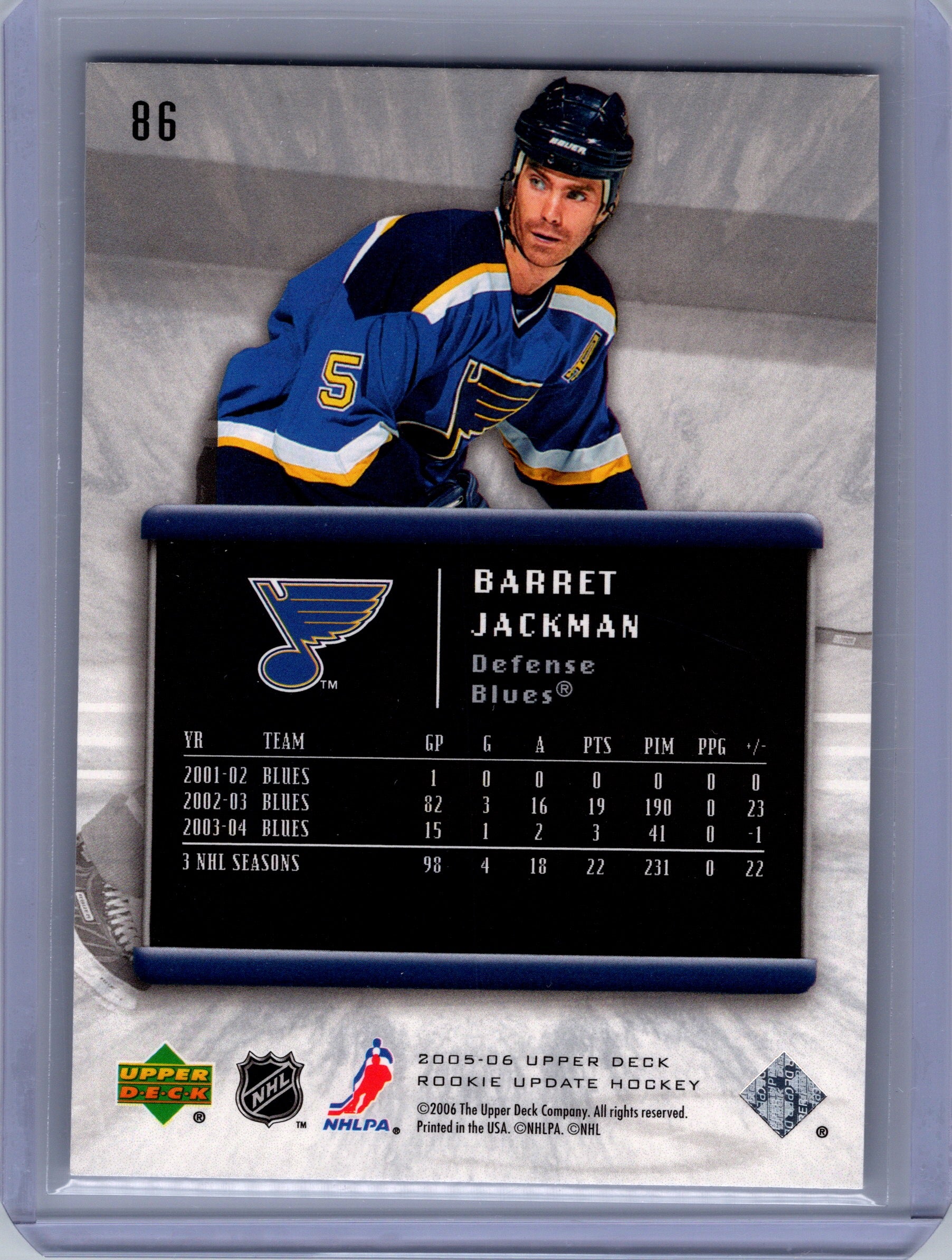 2005-06 Upper Deck Rookie Update #86 Barret Jackman