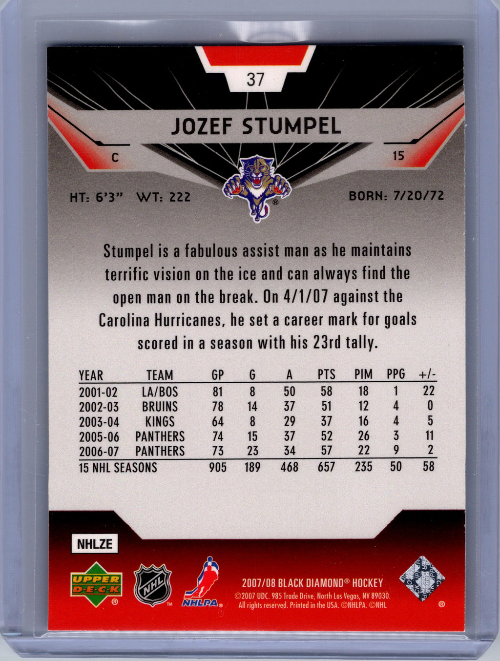 2007-08 Upper Deck Black Diamond #37 Jozef Stumpel