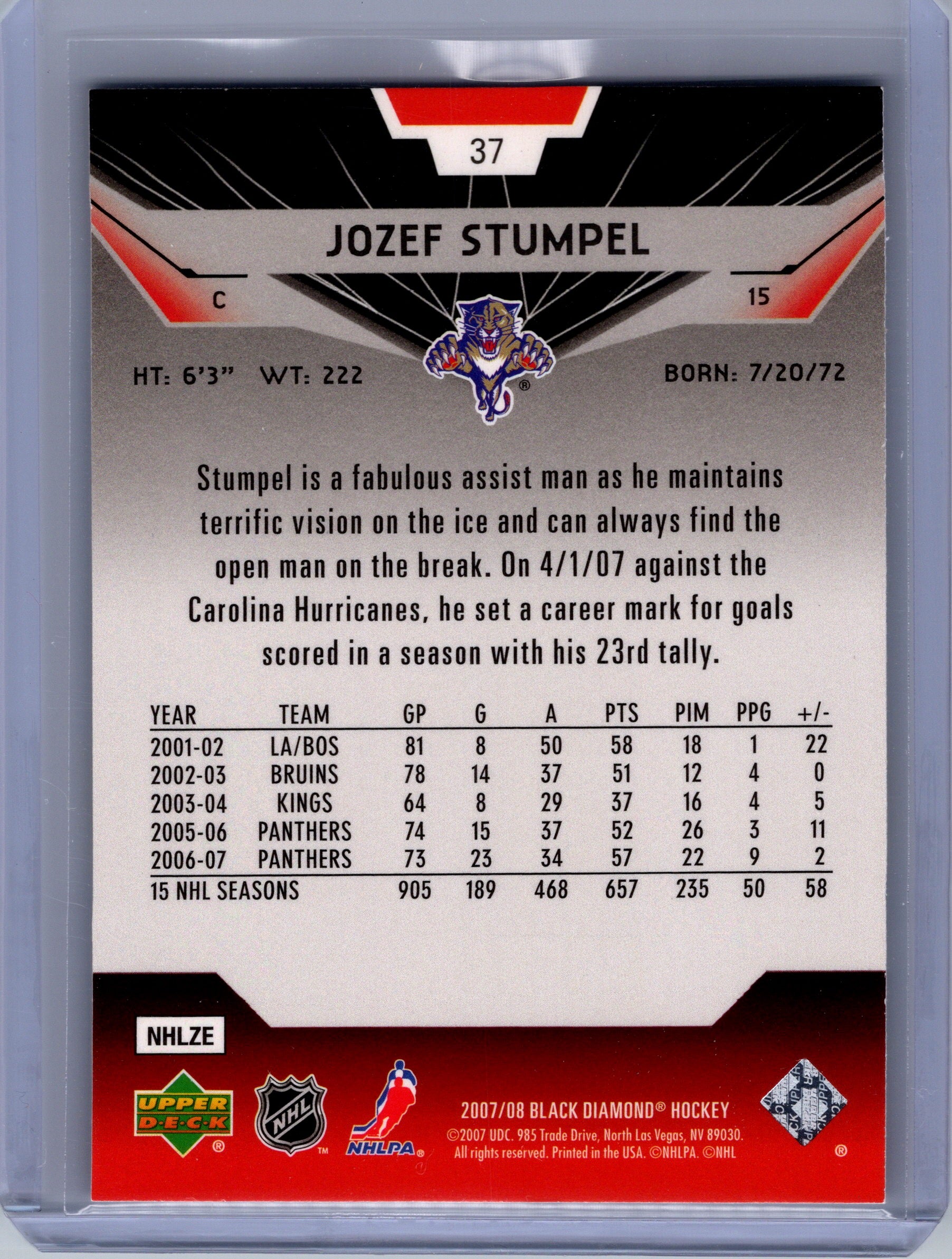 2007-08 Upper Deck Black Diamond #37 Jozef Stumpel