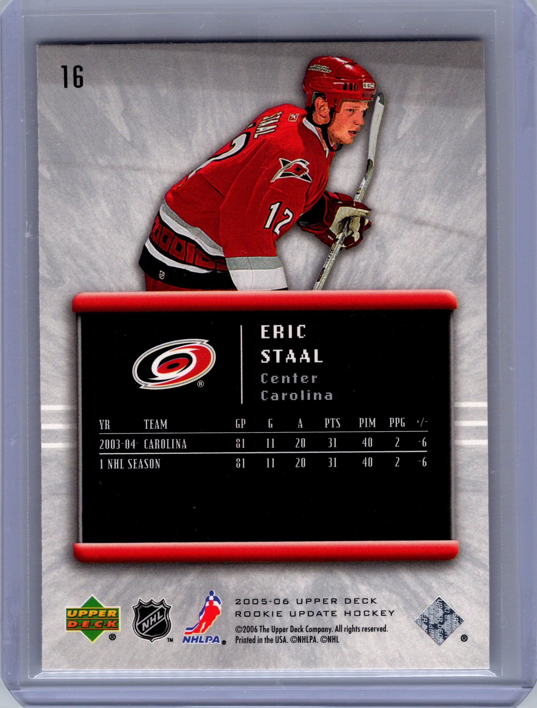 2005-06 Upper Deck Rookie Update #16 Eric Staal
