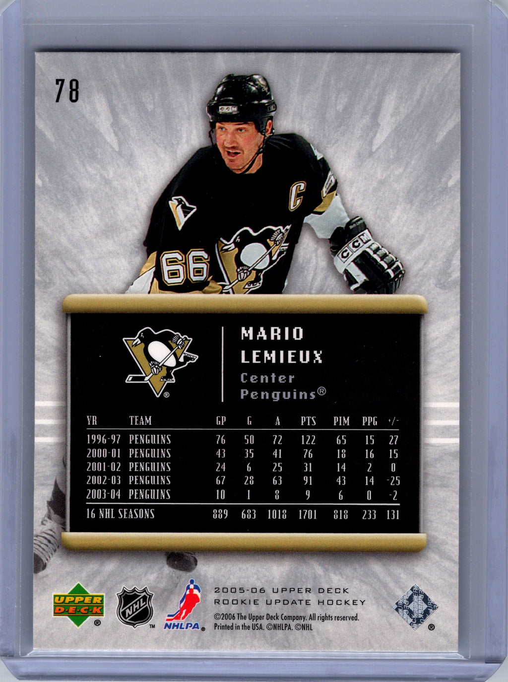 2005-06 Upper Deck Rookie Update #78 Mario Lemieux