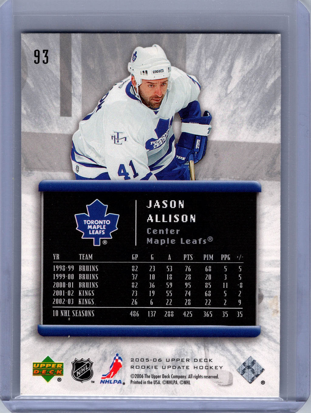 2005-06 Upper Deck Rookie Update #93 Jason Allison