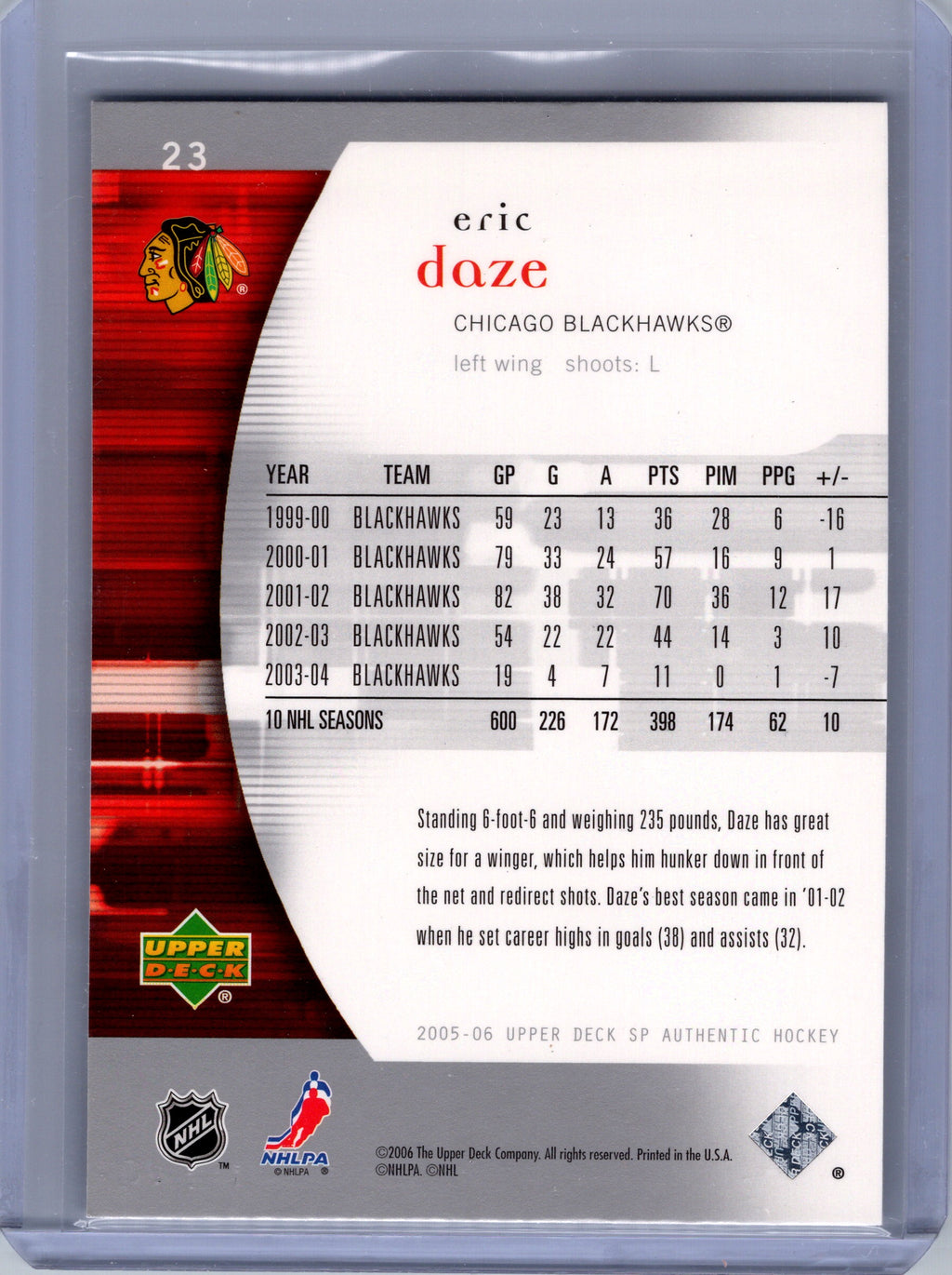 2005-06 SP Authentic #23 Eric Daze