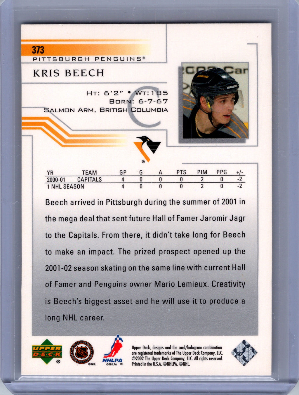 2001-02 Upper Deck Kris Beech #373