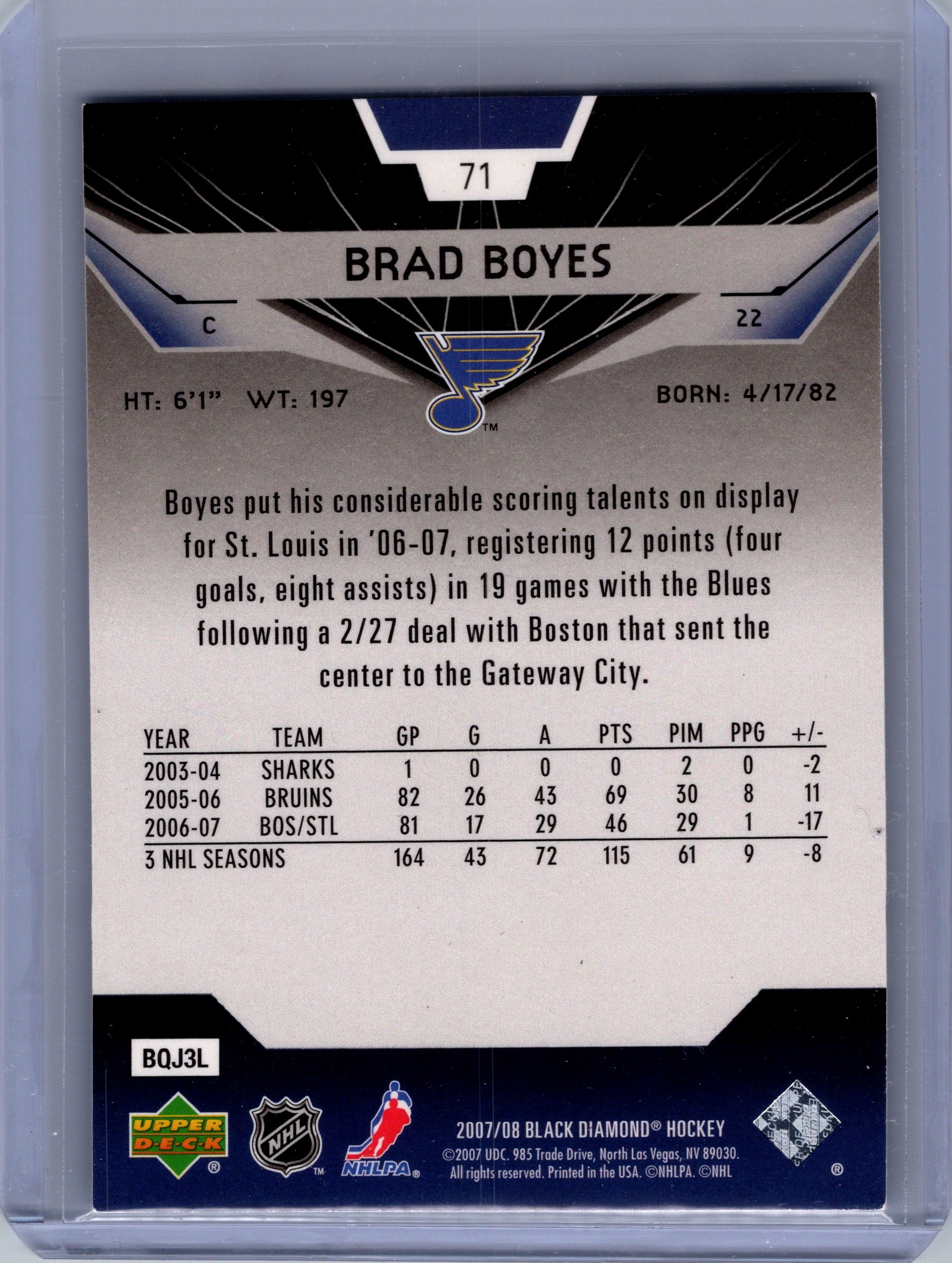 2007-08 Upper Deck Black Diamond #71 Brad Boyes