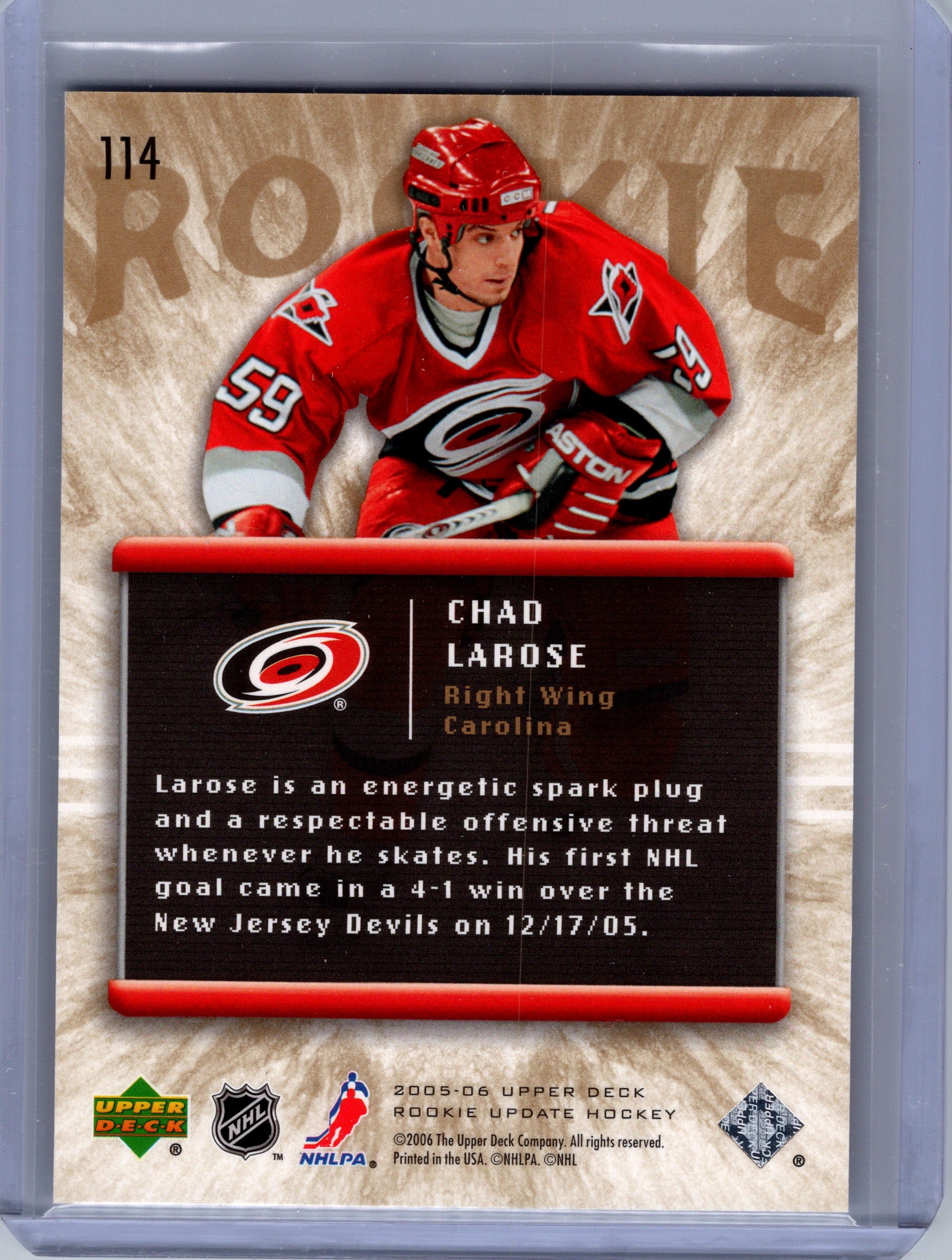 2005-06 Upper Deck Rookie Update #114 Chad Larose #898/1999