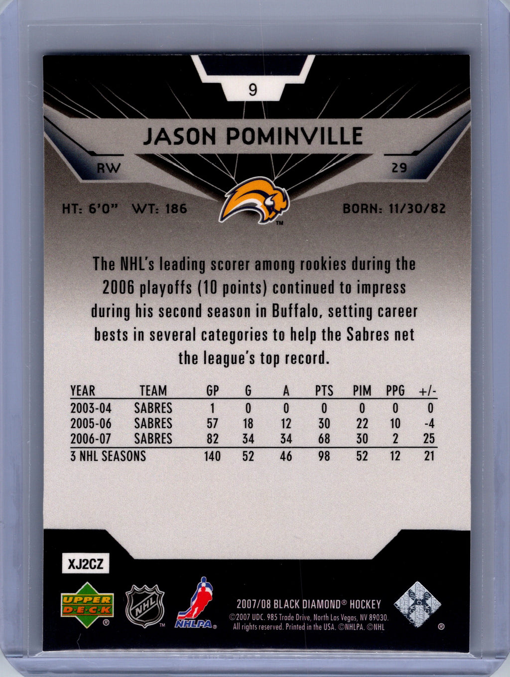 2007-08 Upper Deck Black Diamond #9 Jason Pominville