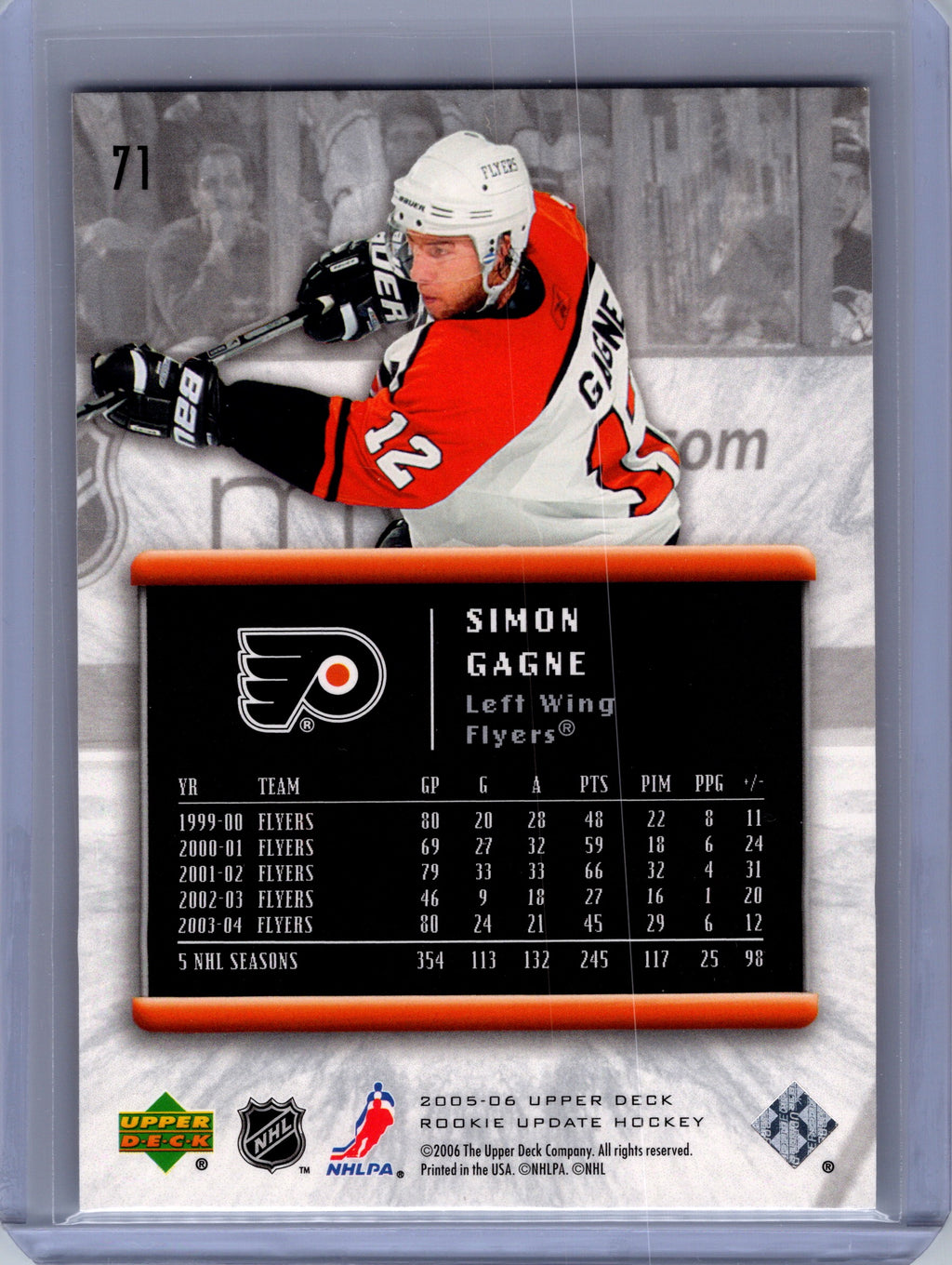 2005-06 Upper Deck Rookie Update #71 Simon Gagne