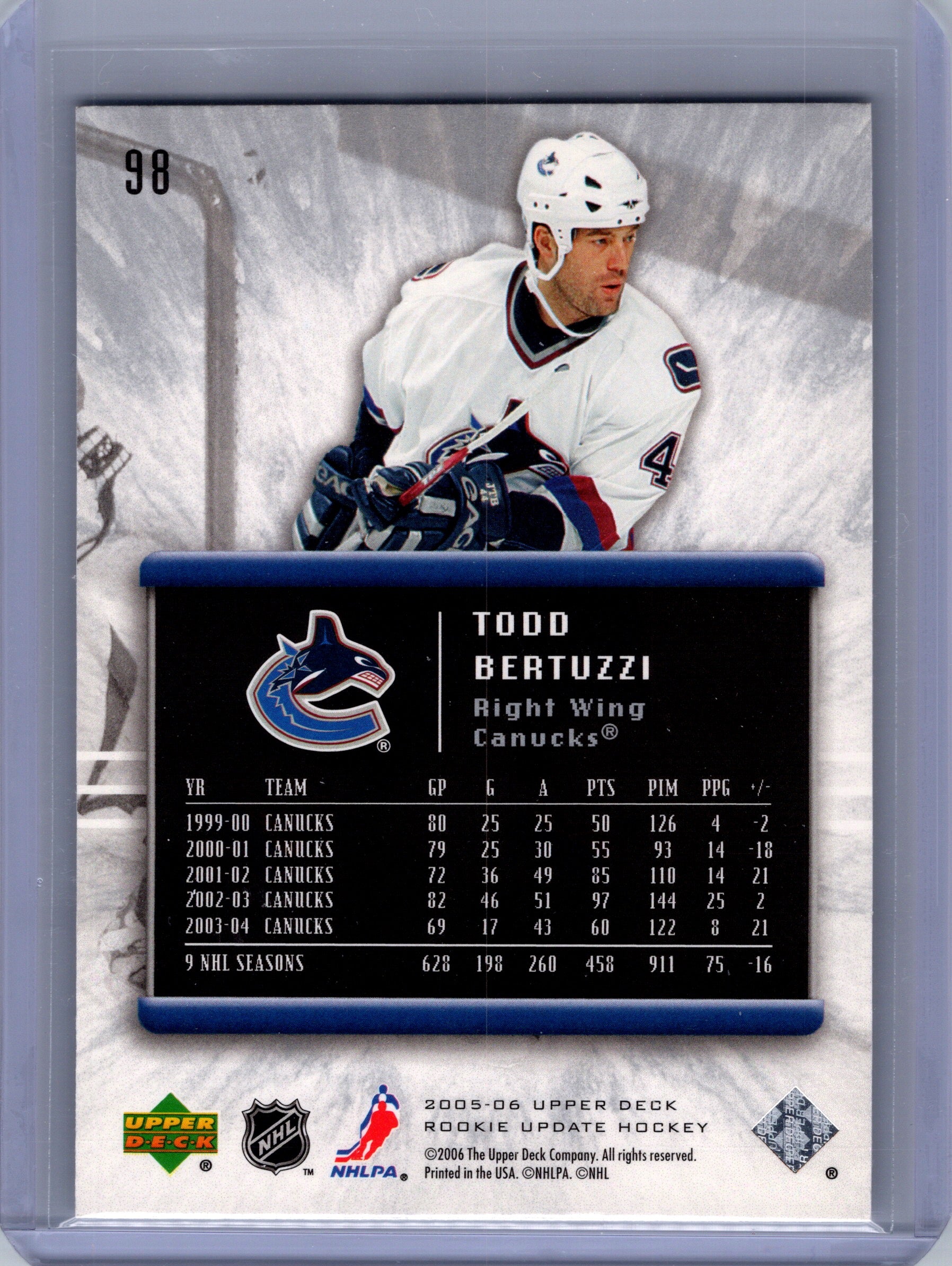 2005-06 Upper Deck Rookie Update #98 Todd Bertuzzi