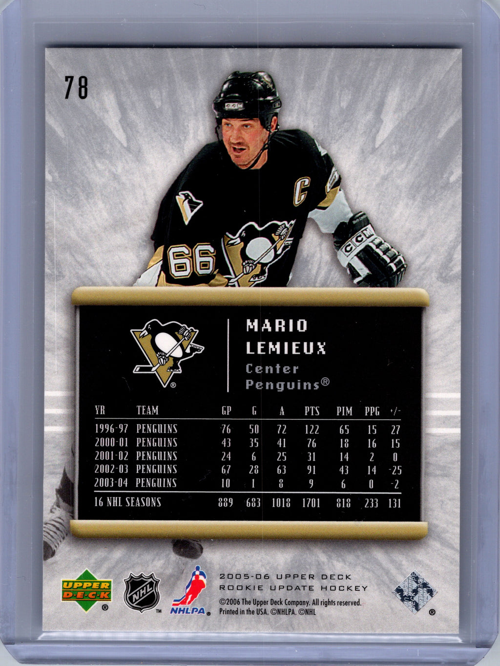 2005-06 Upper Deck Rookie Update #78 Mario Lemieux