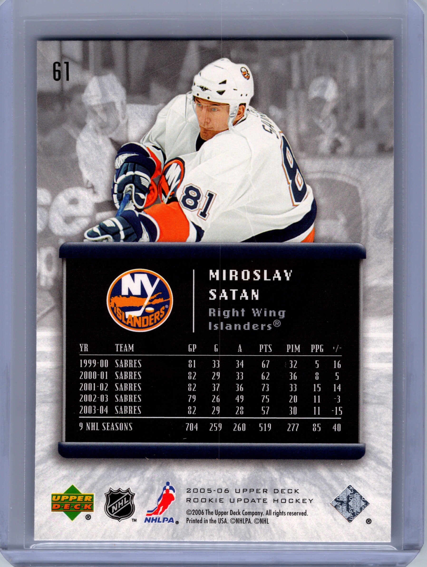 2005-06 Upper Deck Rookie Update #61 Miroslav Satan