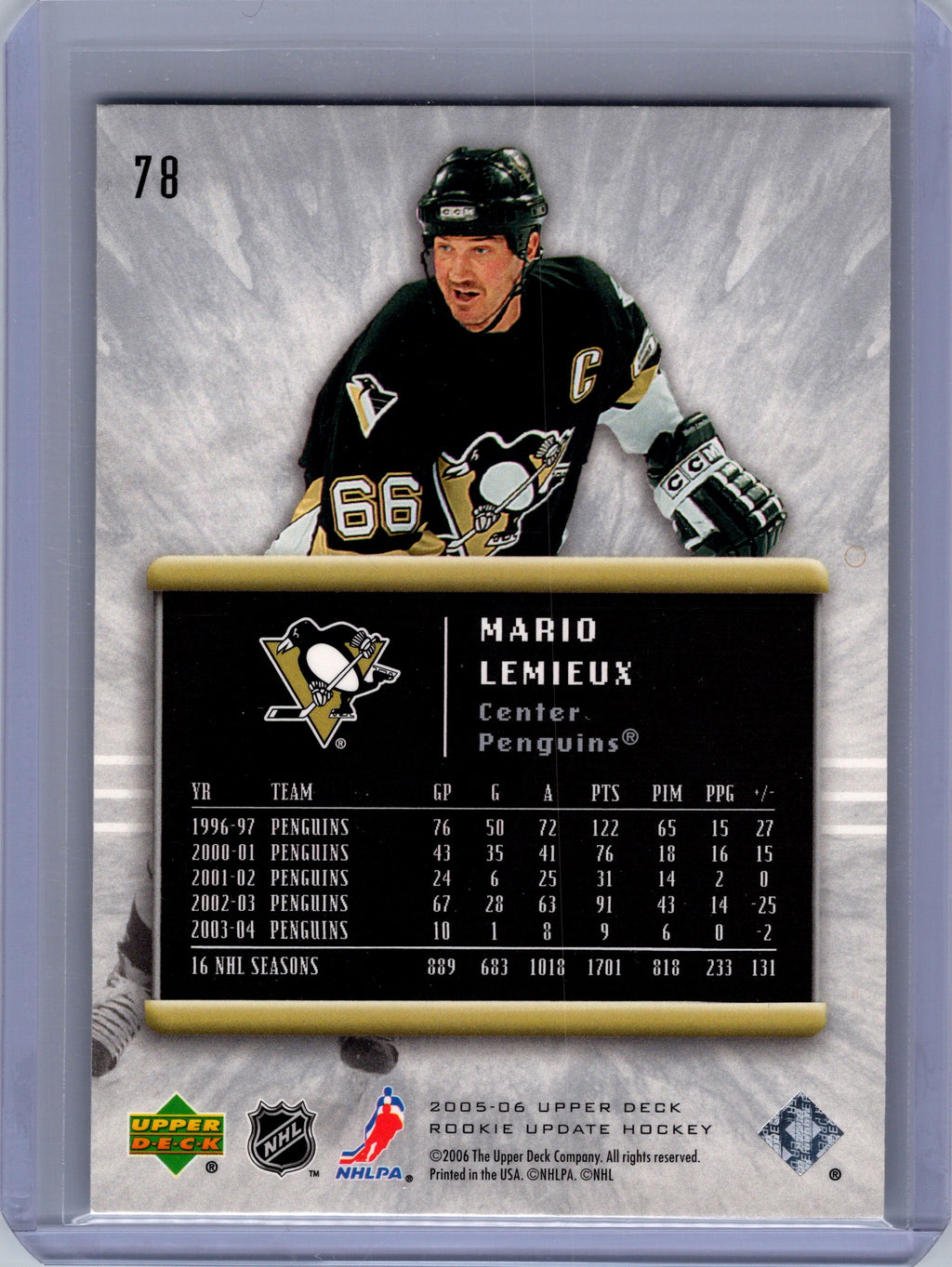 2005-06 Upper Deck Rookie Update #78 Mario Lemieux