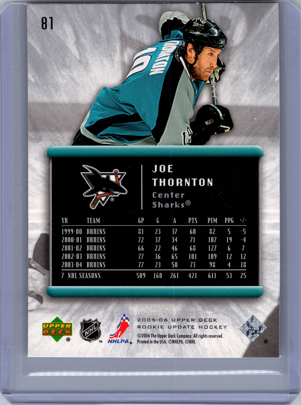 2005-06 Upper Deck Rookie Update #81 Joe Thornton