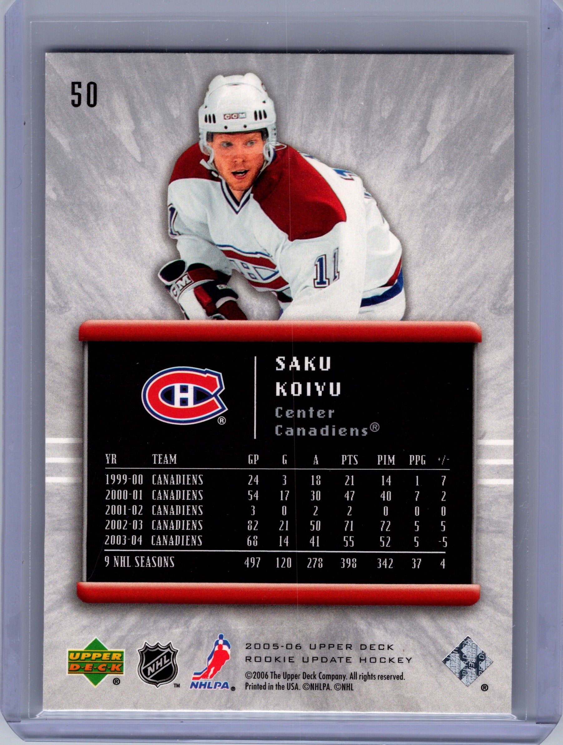 2005-06 Upper Deck Rookie Update #50 Saku Koivu