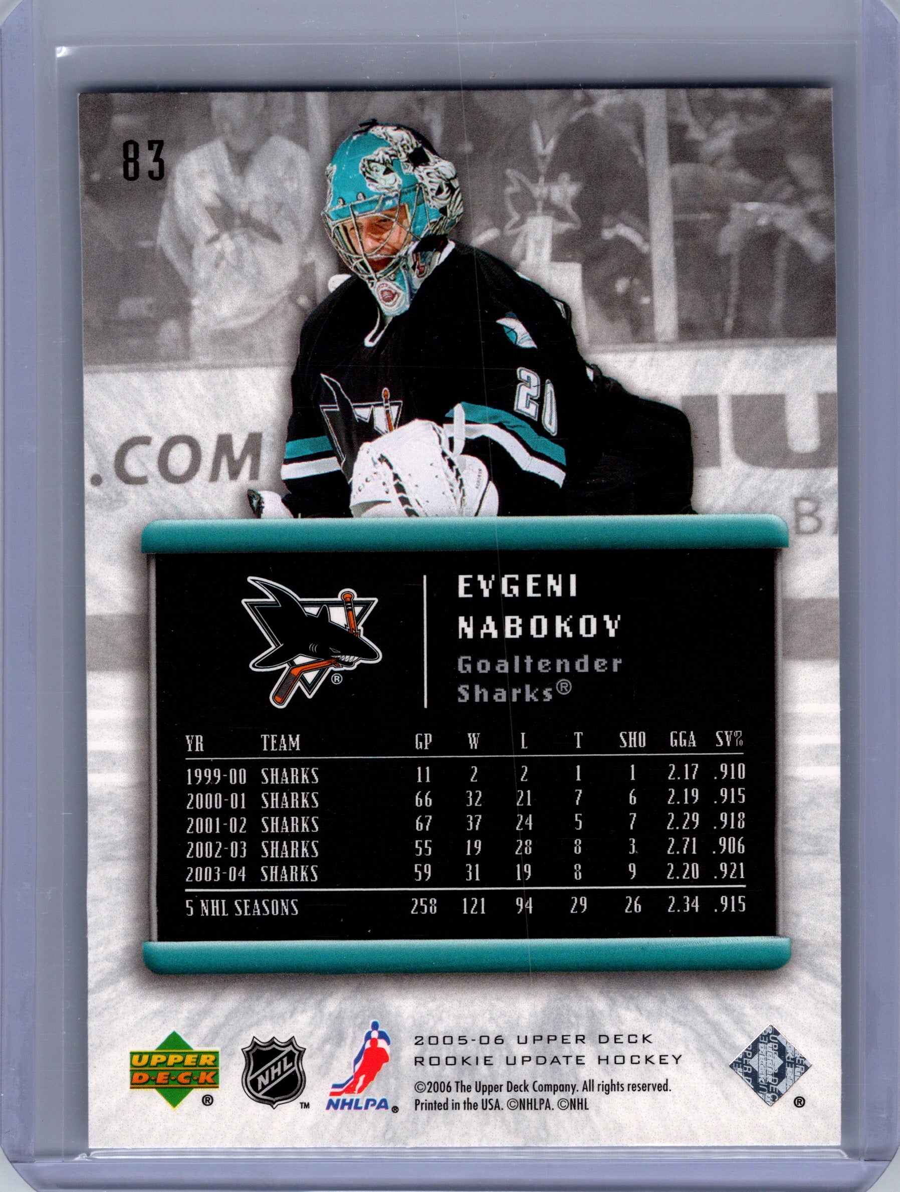 2005-06 Upper Deck Rookie Update #83 Evgeni Nabokov