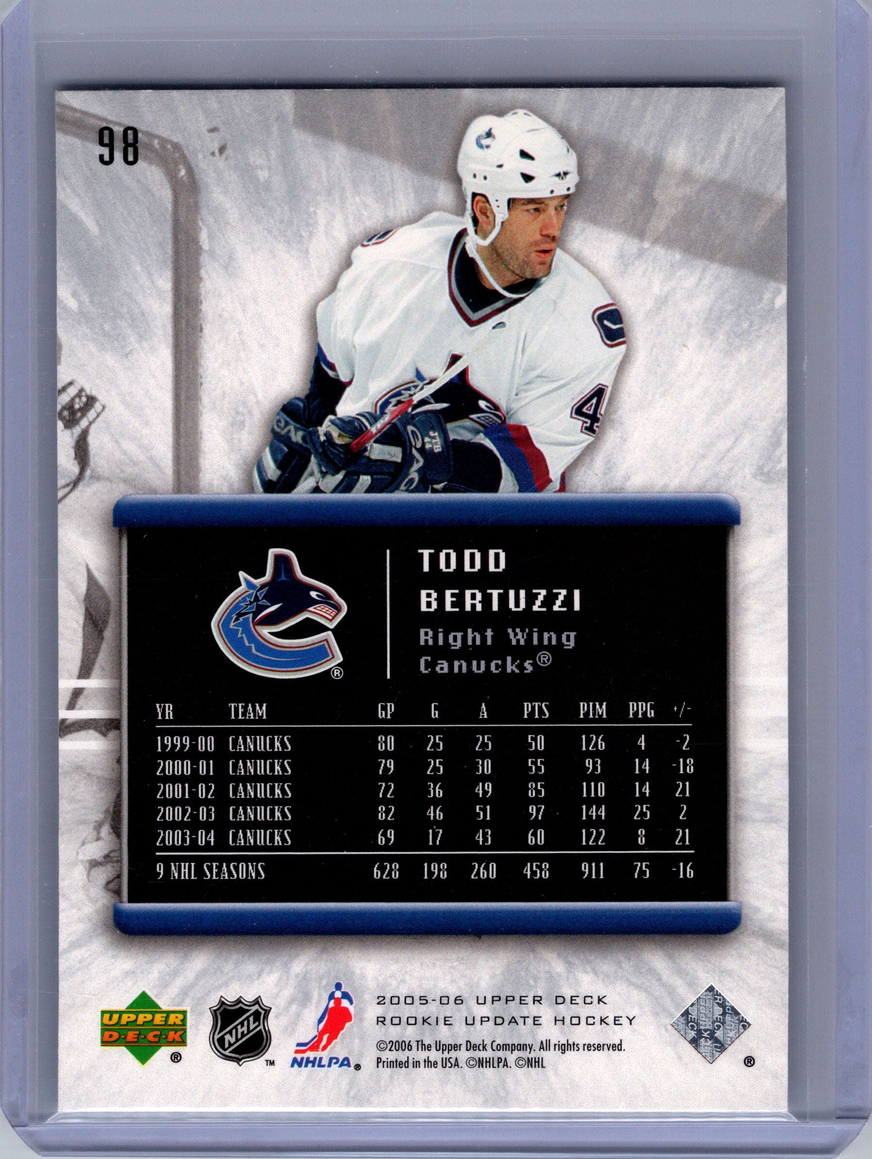 2005-06 Upper Deck Rookie Update #98 Todd Bertuzzi