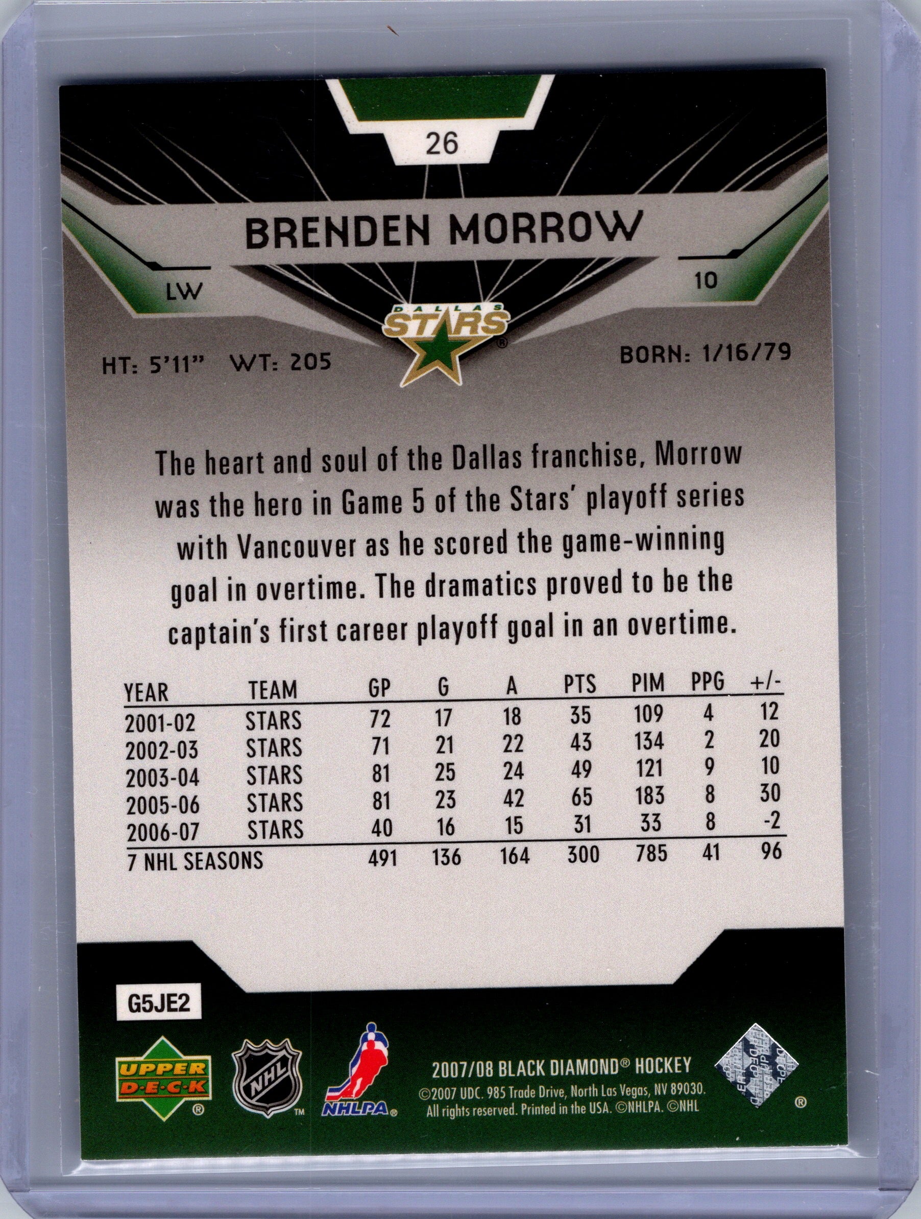 2007-08 Upper Deck Black Diamond #26 Brenden Morrow