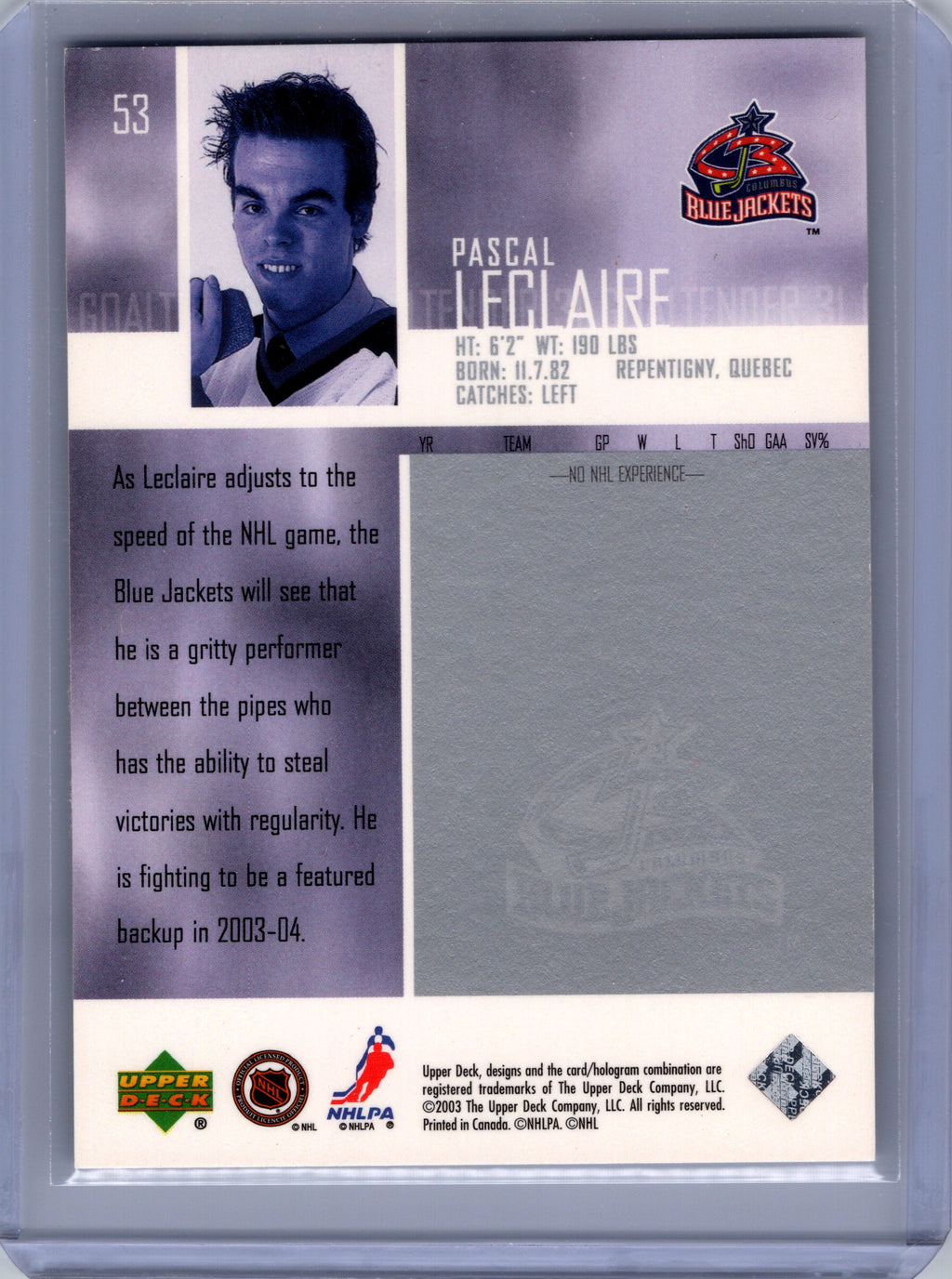 2003-04 Upper Deck #53 Pascal Leclaire