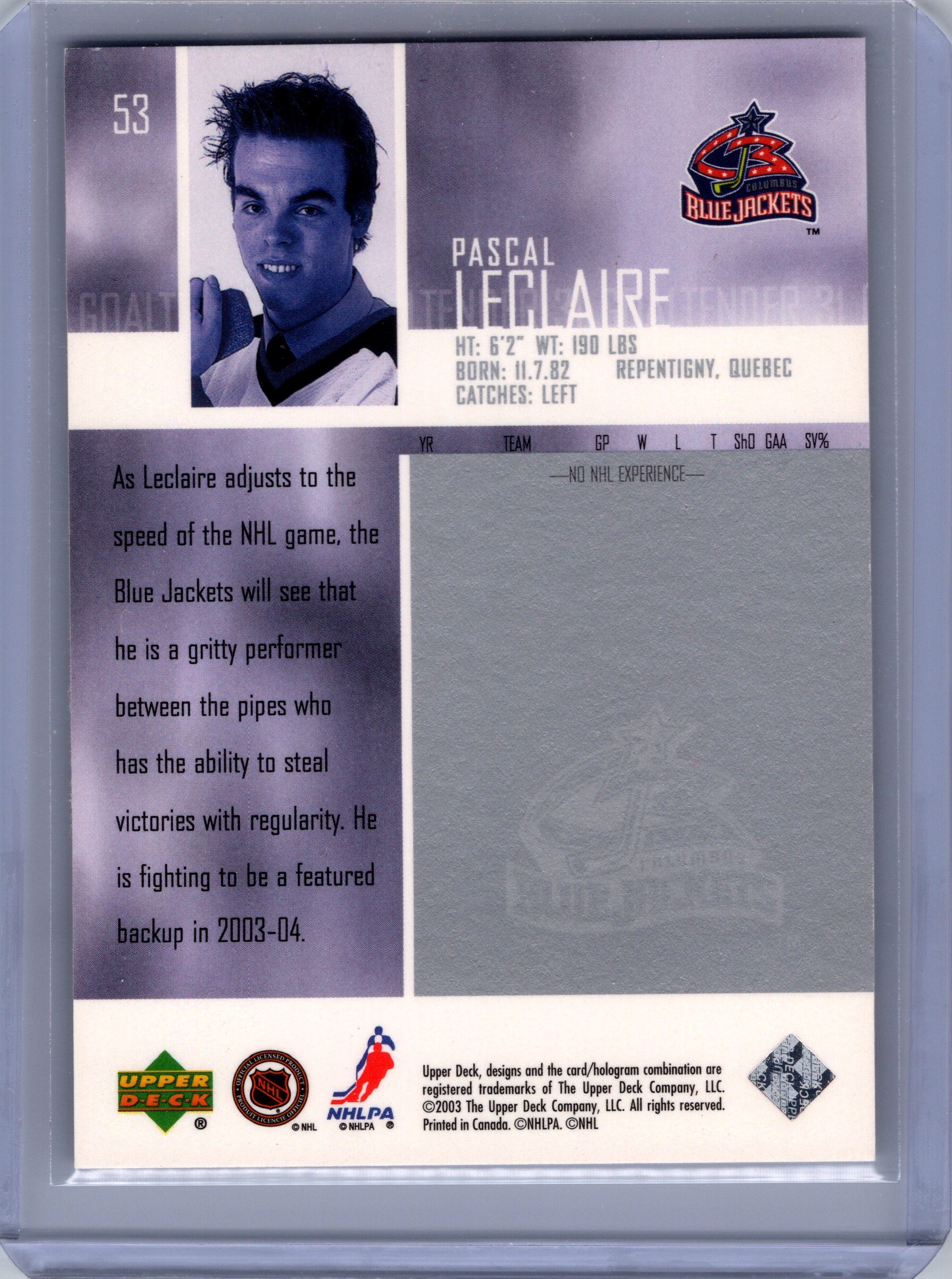 2003-04 Upper Deck #53 Pascal Leclaire