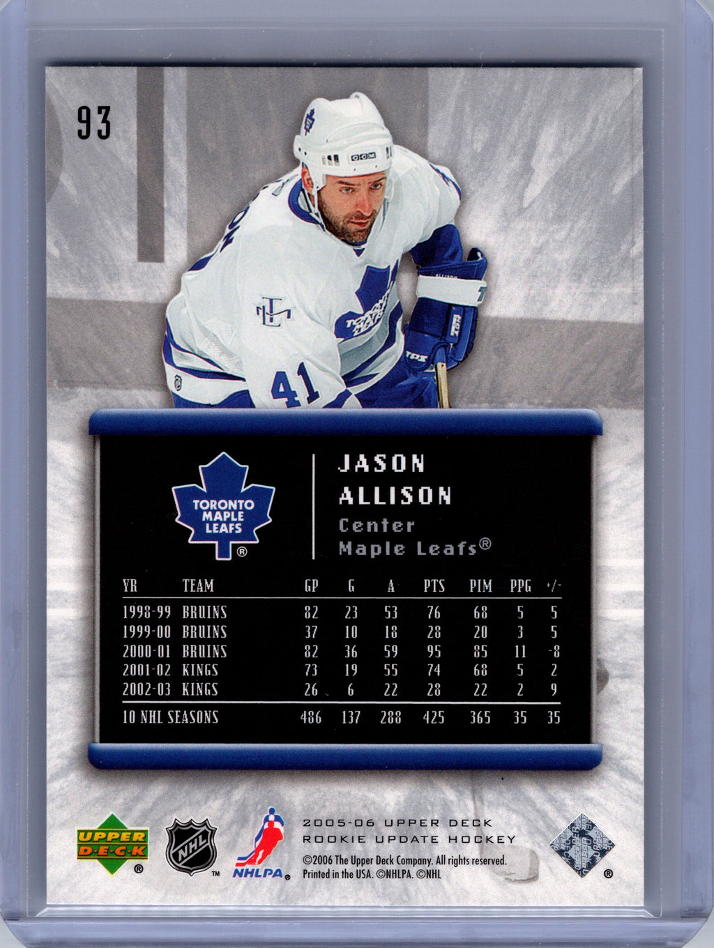 2005-06 Upper Deck Rookie Update #93 Jason Allison