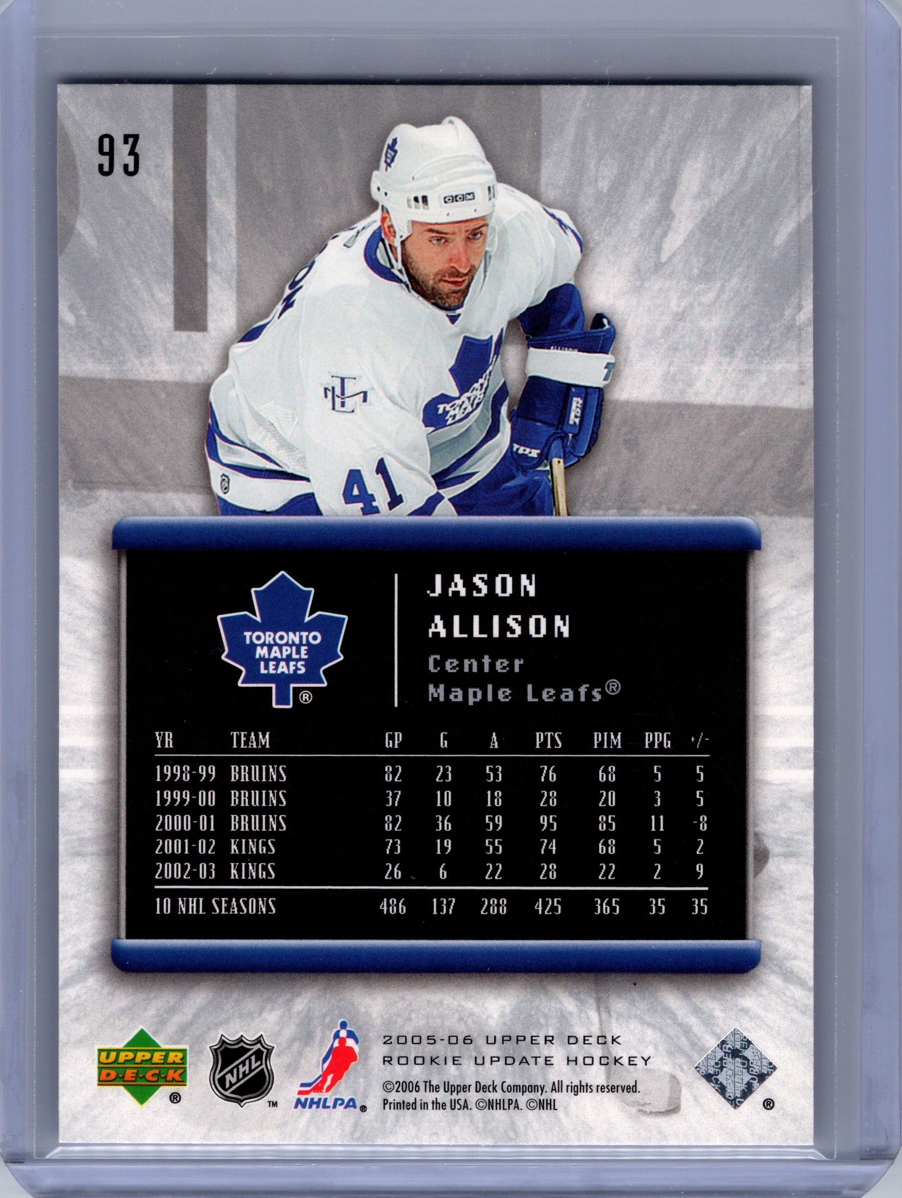 2005-06 Upper Deck Rookie Update #93 Jason Allison