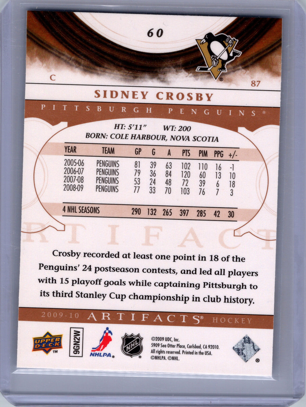 2009-10 Upper Deck Artifacts #60 Sidney Crosby